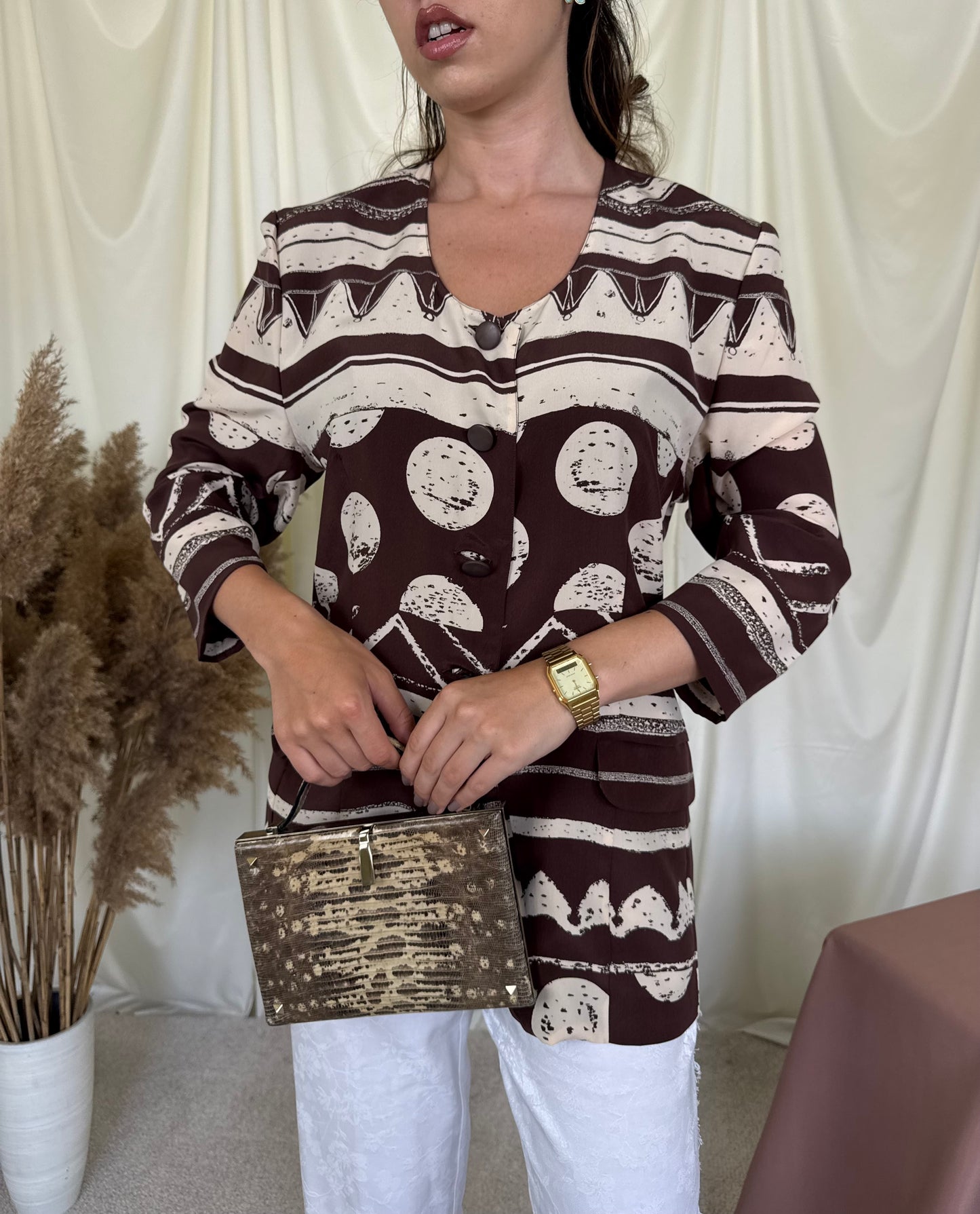 Sacou vintage din 100%mătase naturală 
(Mărimea M/L)