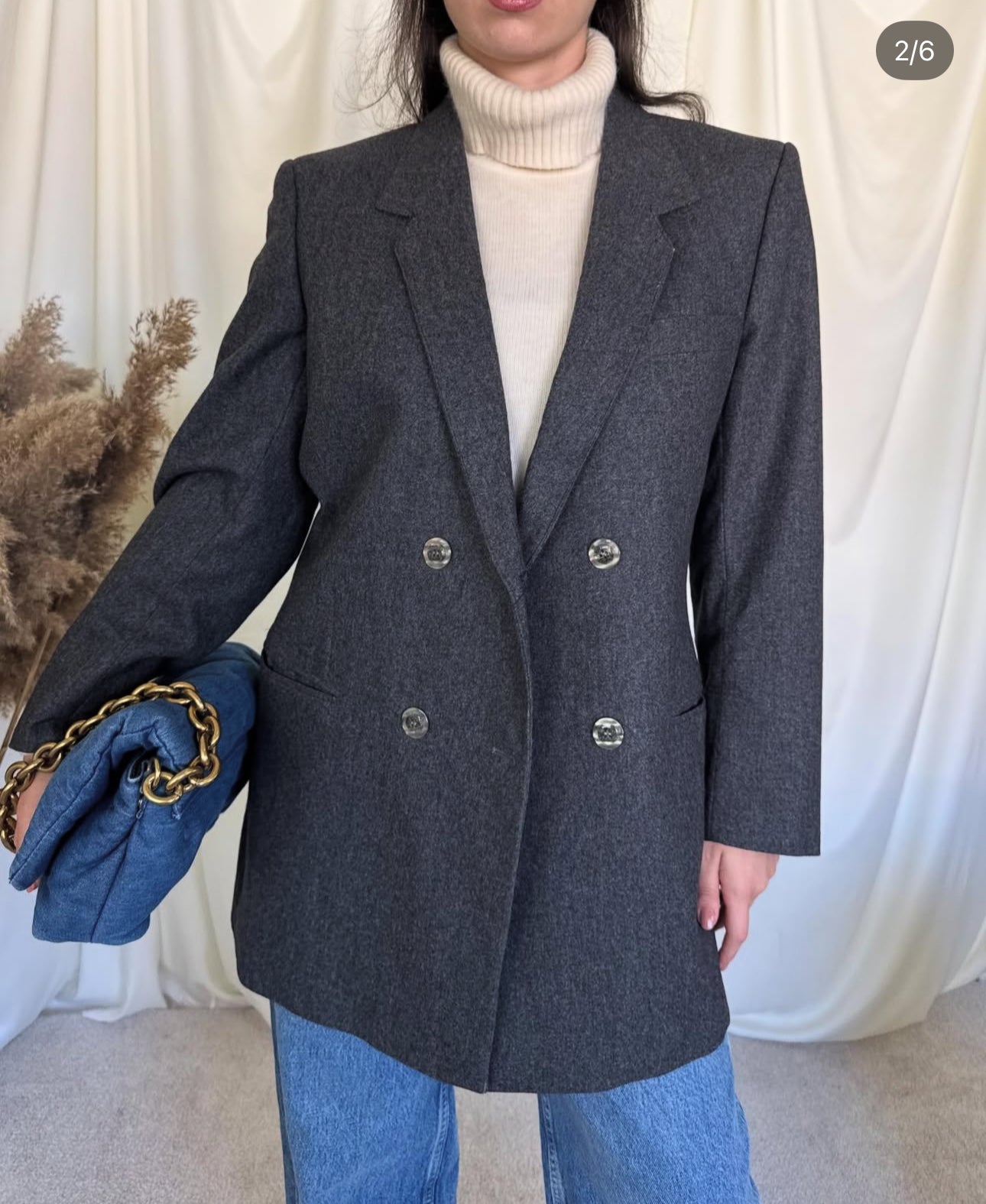 Sacou-palton de brand HUGO BOSS din stofă de lână pură( mărimea S-M)