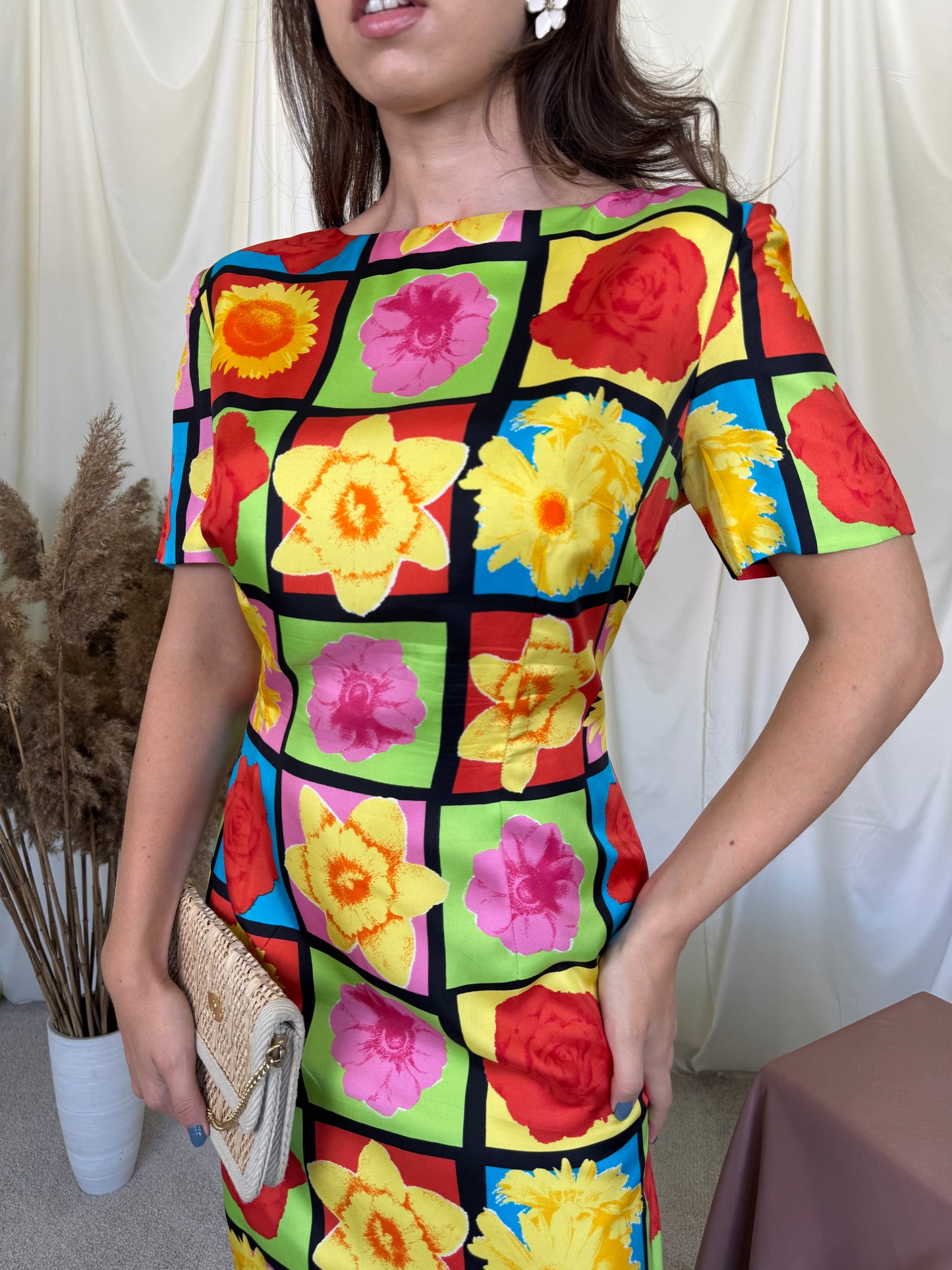Rochie luxury 90’s Laurel by Escada din 100% matase naturala cu print floral ( marimea 40/ M/L)