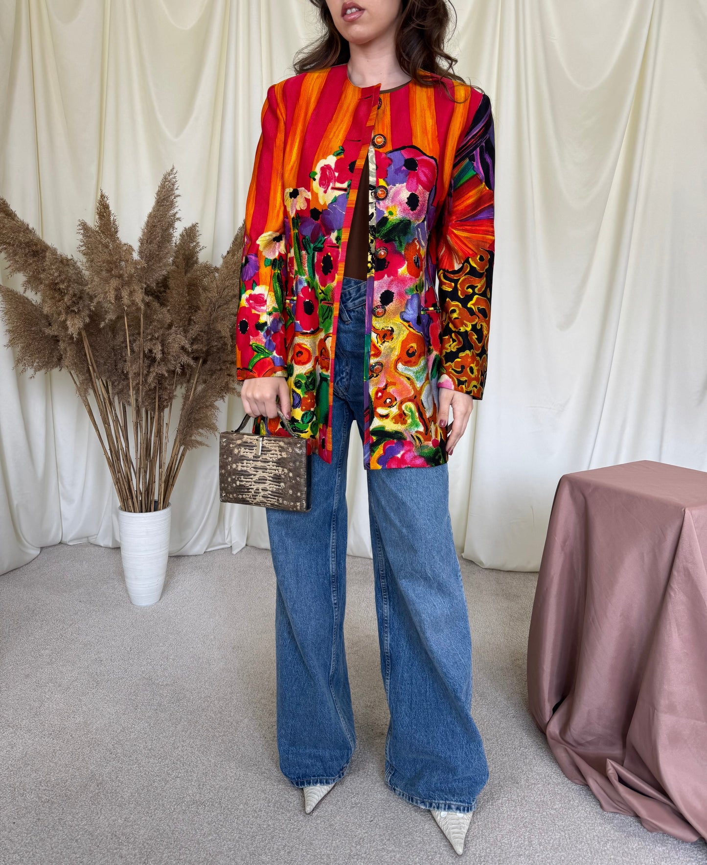 Sacou- pardesiu spectaculos din lână și mătase naturală, piesa de colecție( mărimea M)