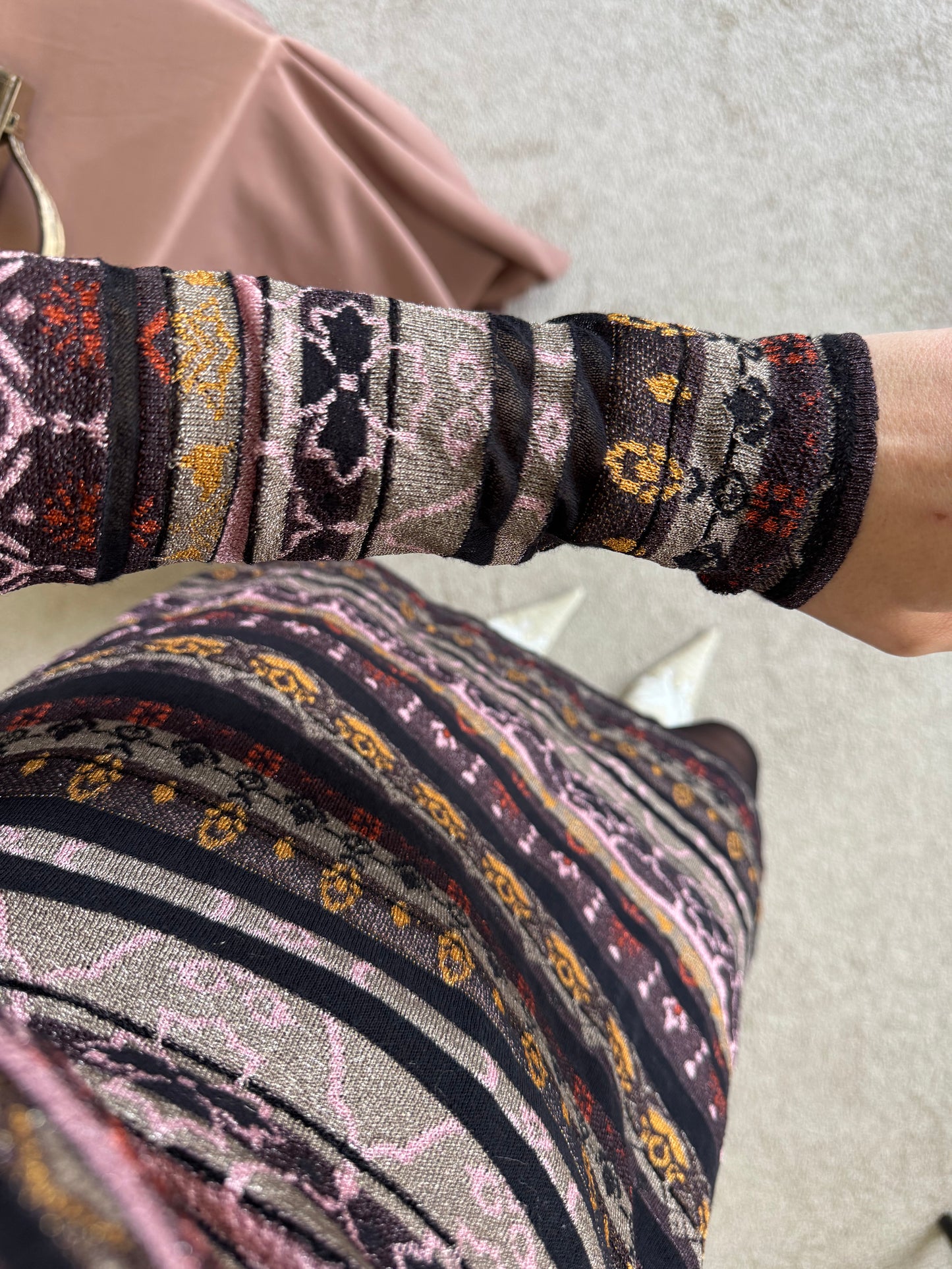 Rochie luxury MISSONI cu talie marcată și furou 
(Mărimea S)