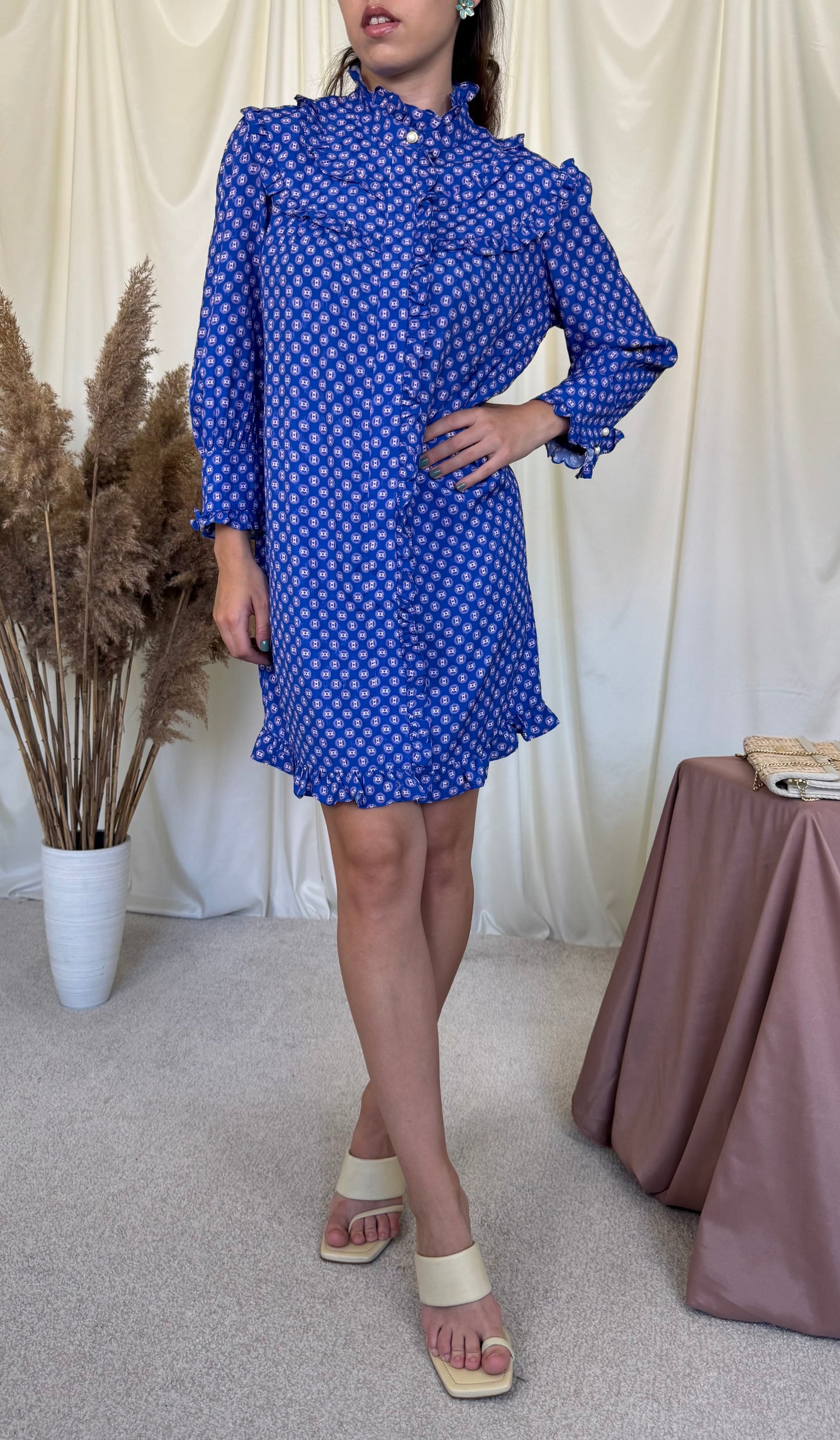 Rochie SANDRO PARIS cu detalii feminine și nasturi tip bijuterie ( mărimea S/M)