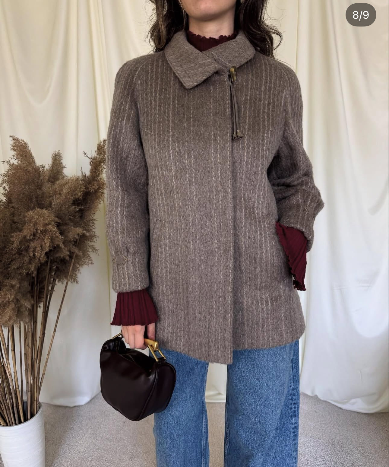 Palton vintage premium de lux din păr de lamă ( mărimea s)