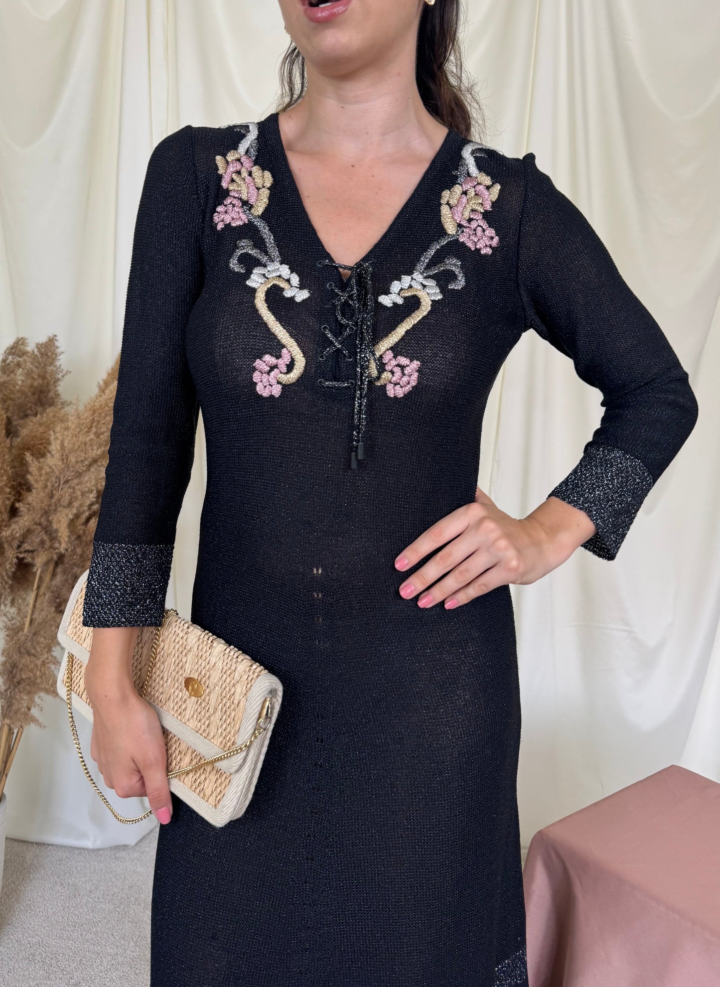 Rochie vintage MISSONI din croșet cu broderie superbă ( mărimea S-M)