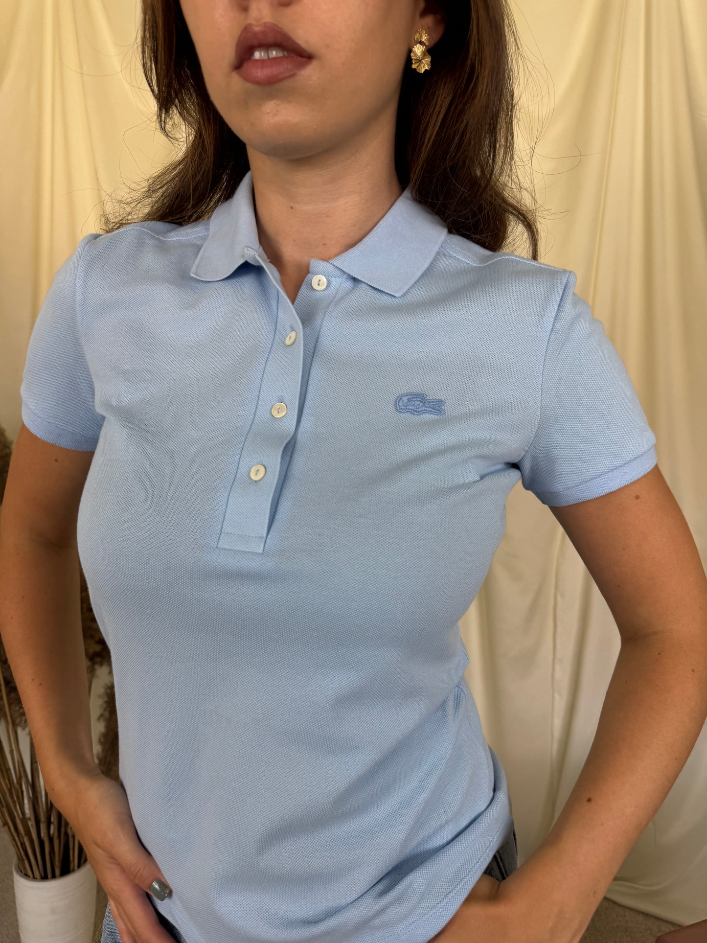Tricou Lacoste din 100% bumbac baby blue 
(Mărimea xs/s)