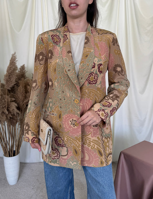 Sacou vintage & luxury ARMANI din 100% mătase naturală calitativă cu print superb( mărimea M)