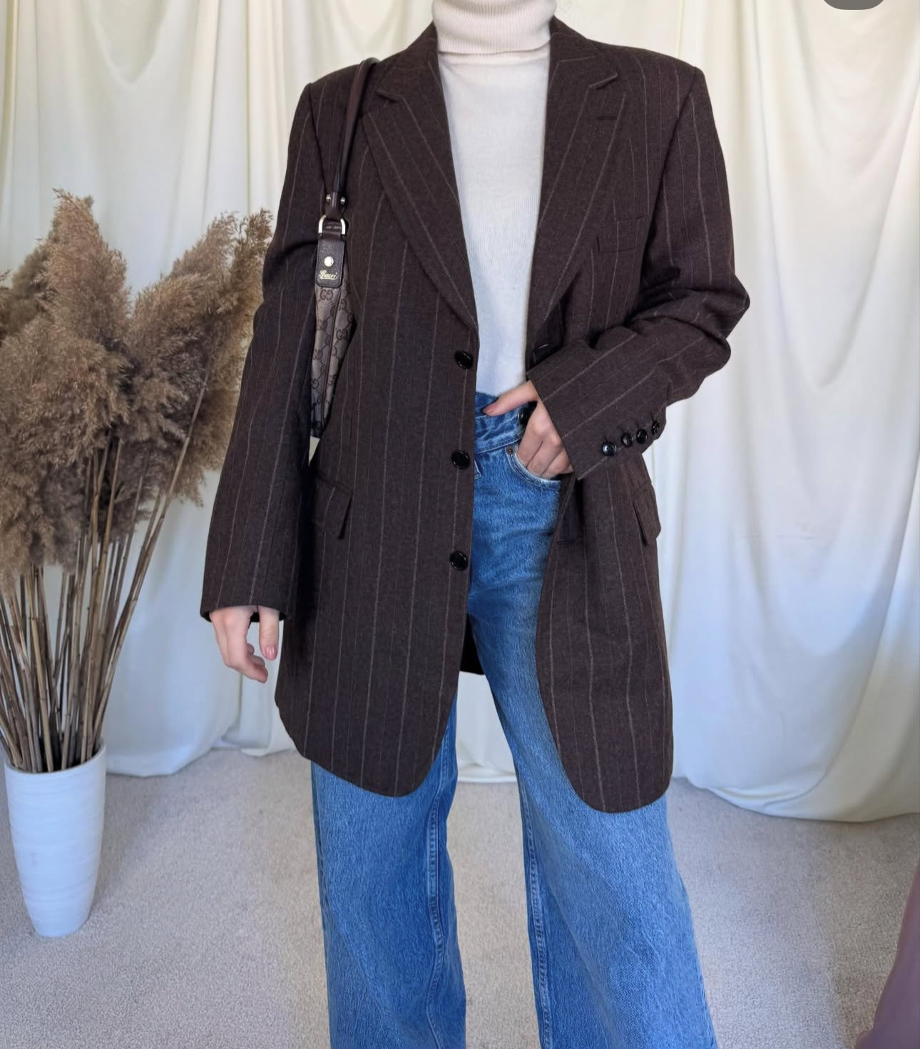 Sacou vintage tip palton din stofă 100% lână( mărimea M)