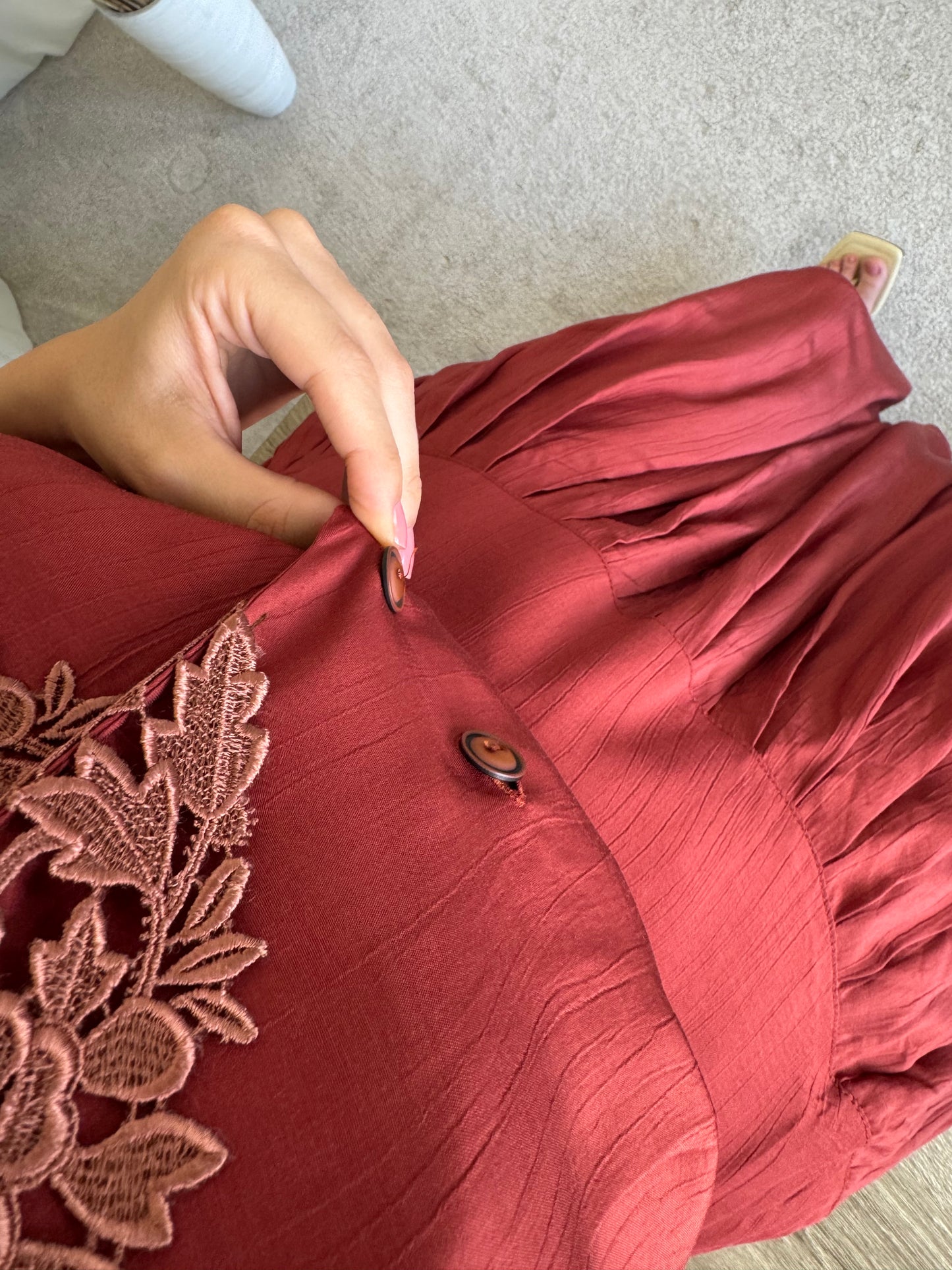 Set vintage din 2 piese cu guler din broderie superbă ( mărimea M/L)