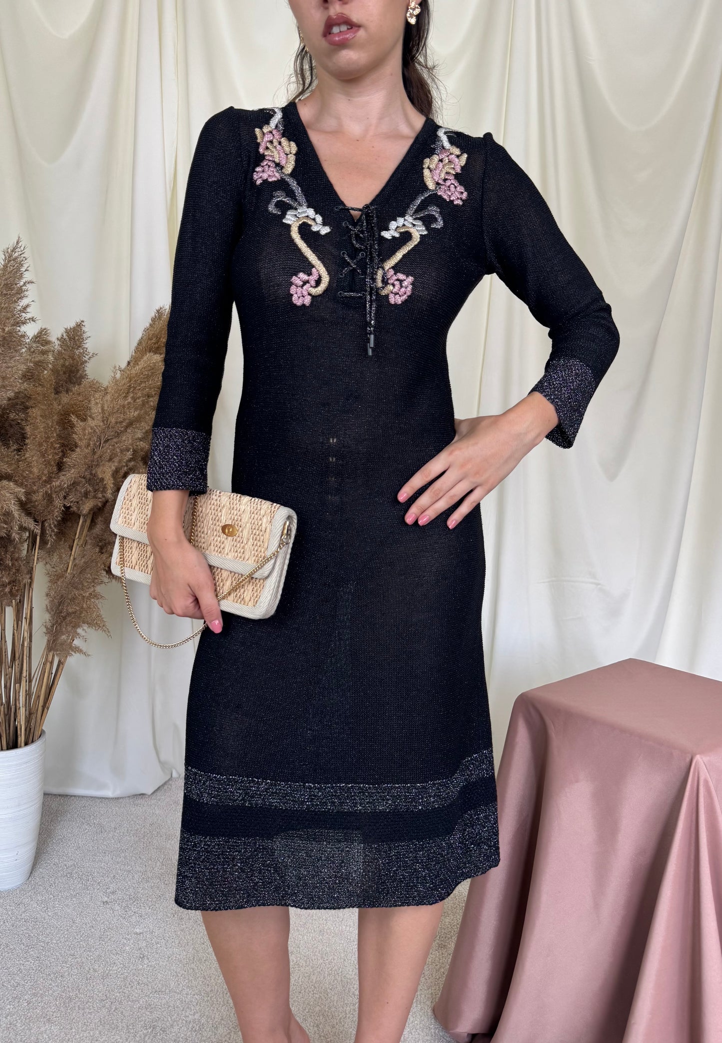 Rochie vintage MISSONI din croșet cu broderie superbă ( mărimea S-M)