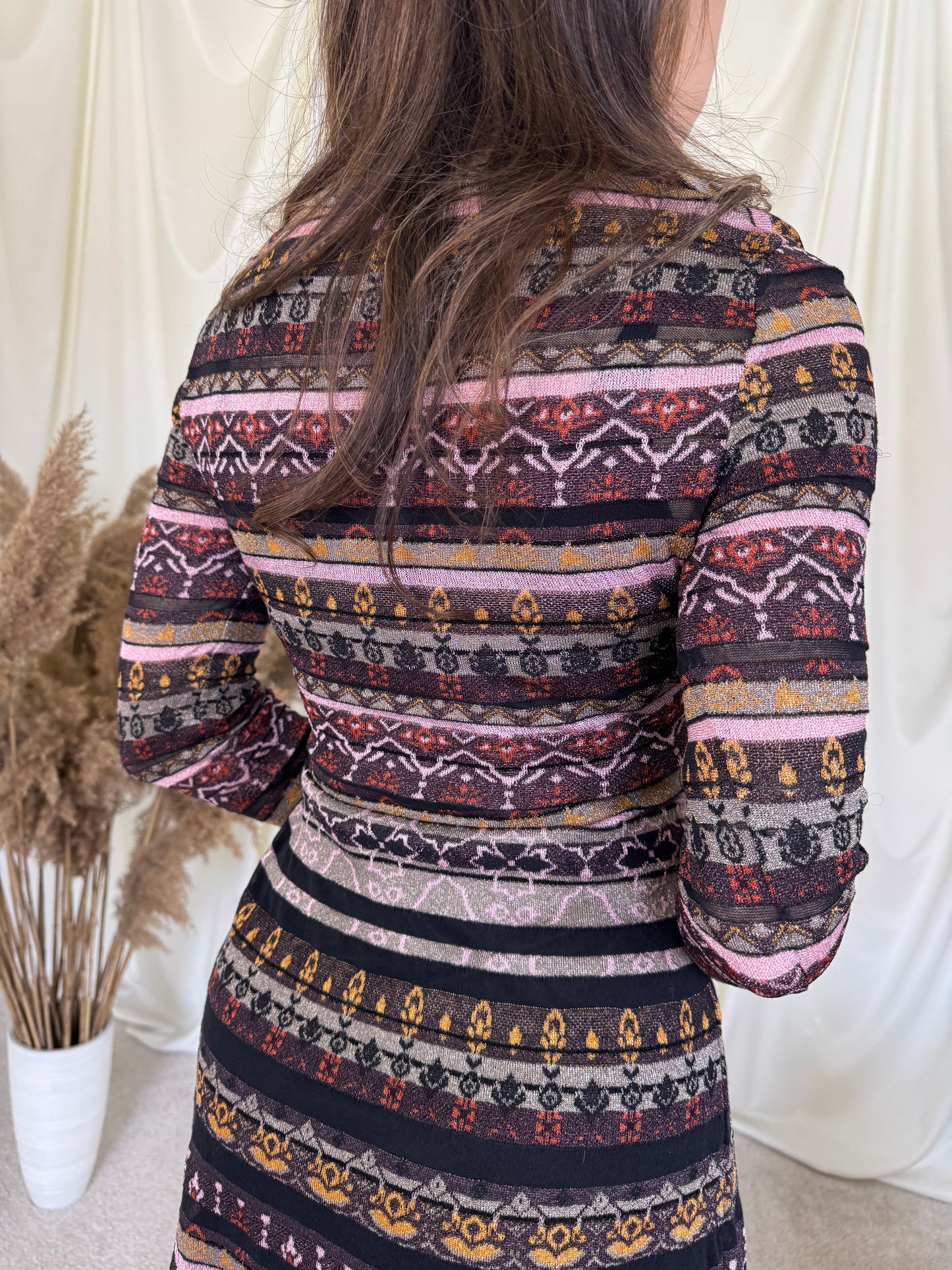 Rochie luxury MISSONI cu talie marcată și furou 
(Mărimea S)