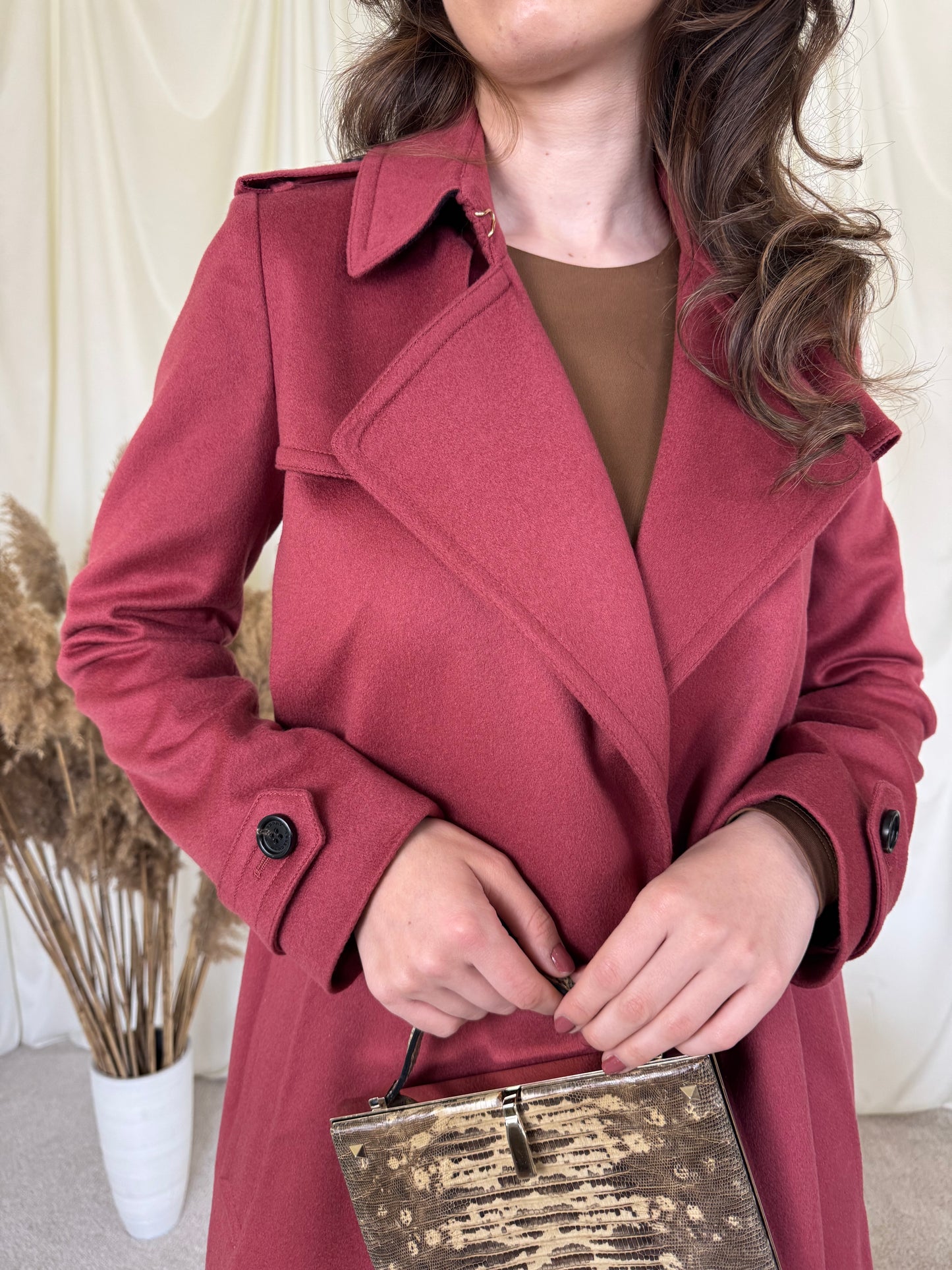 Trench BURBERRY din 100% cașmir cu cordon în talie( mărimea XS)