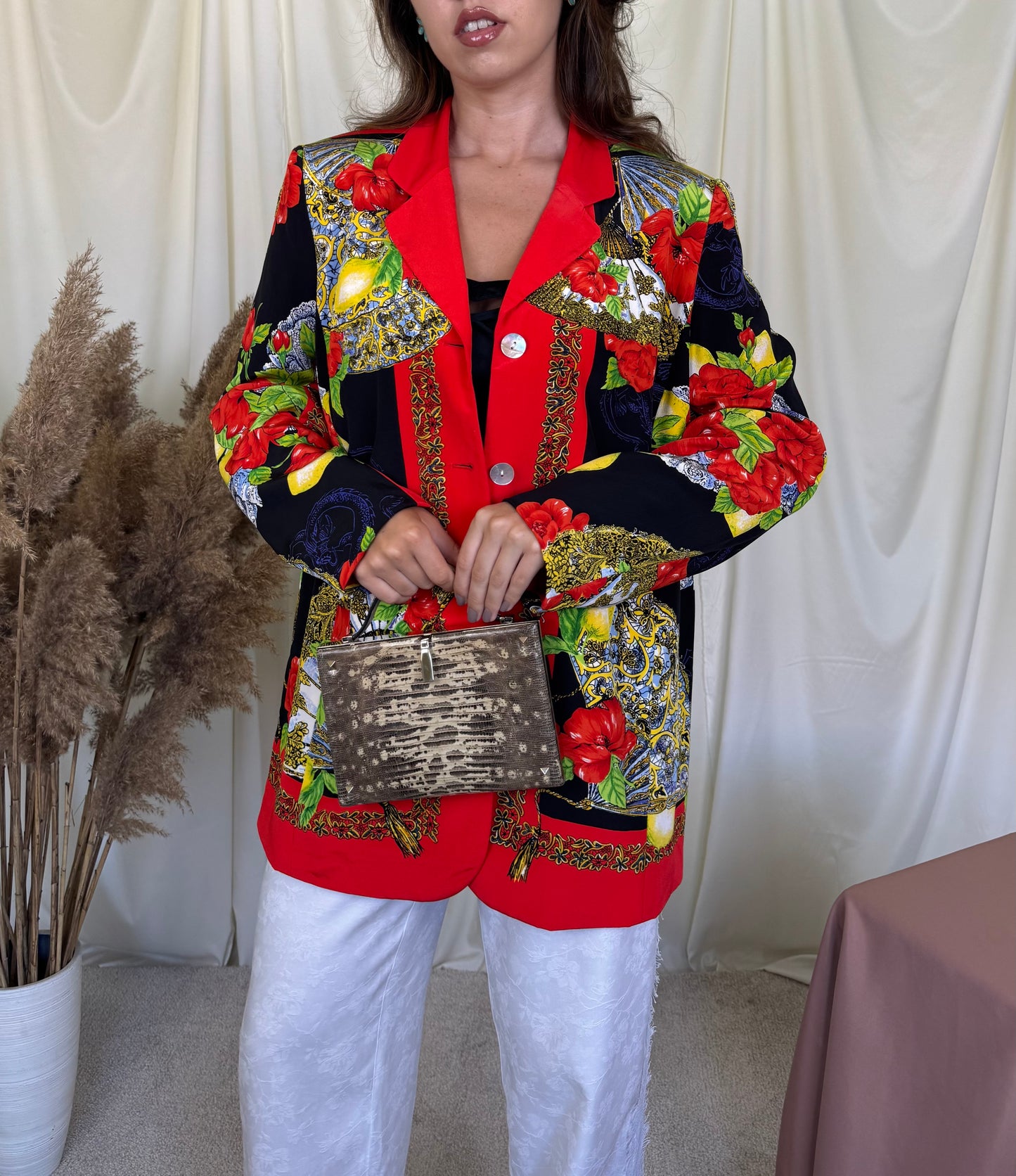 Sacou ELEGANCE PARIS din 100% mătase naturala cu print( Mărimea L)