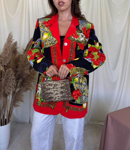Sacou ELEGANCE PARIS din 100% mătase naturala cu print( Mărimea L)