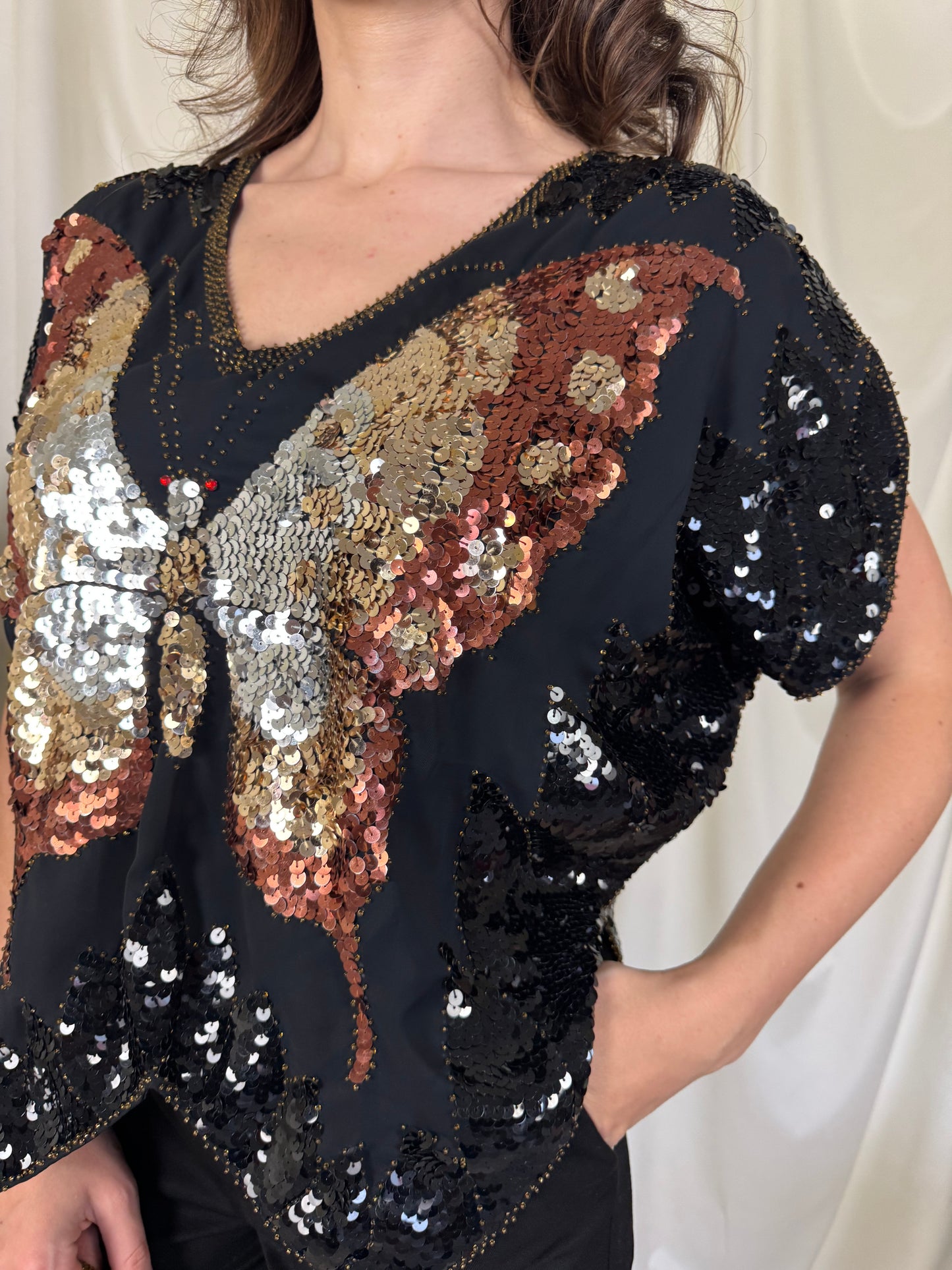 Piesă vintage anii 70, 100% mătase naturală