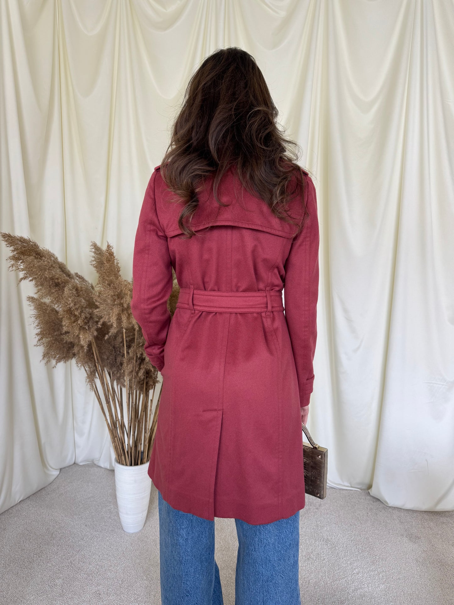 Trench BURBERRY din 100% cașmir cu cordon în talie( mărimea XS)