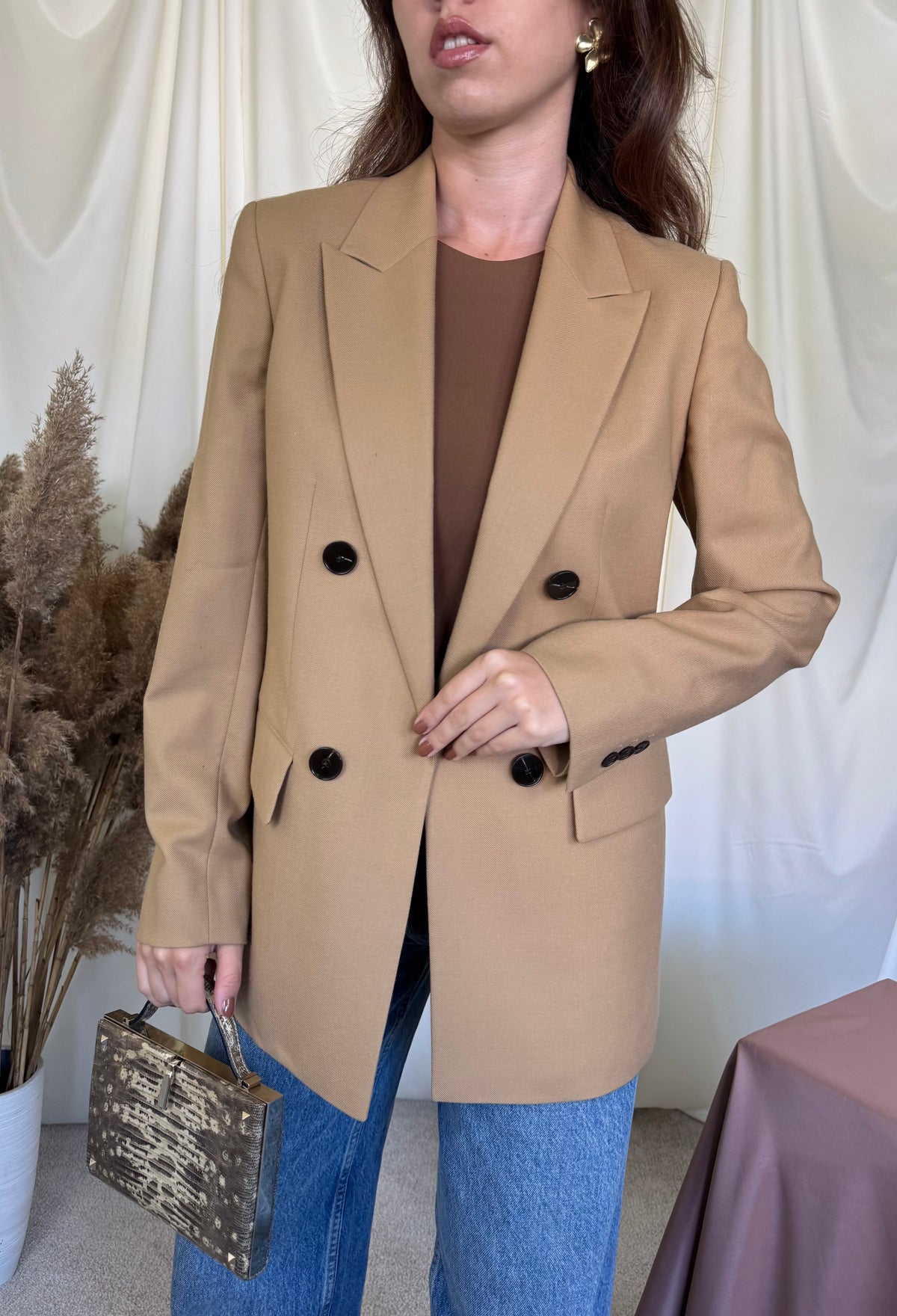 Sacou Massimo Dutti din 100% lână, crem superb ( mărimea M)