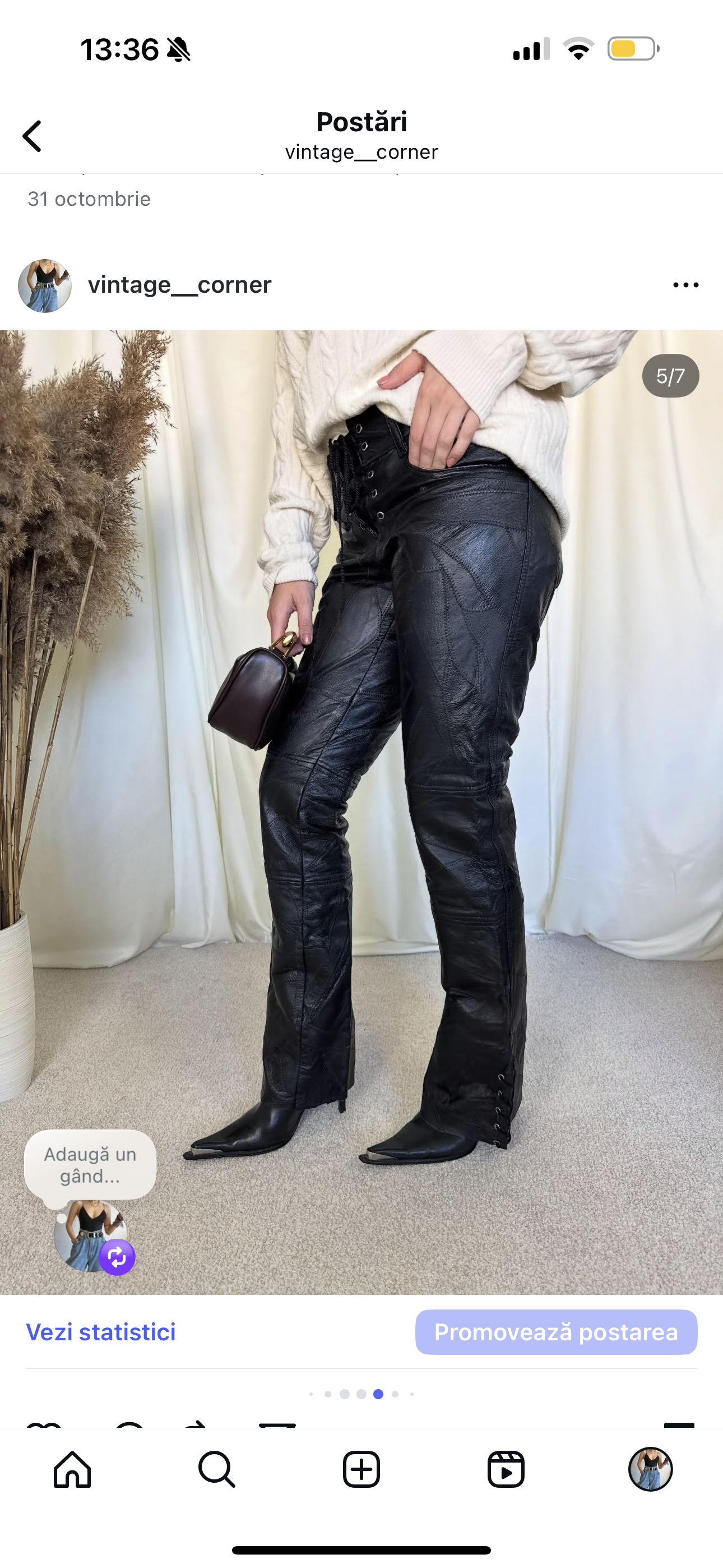 Pantaloni vintage piele naturală( mărimea XS-S)