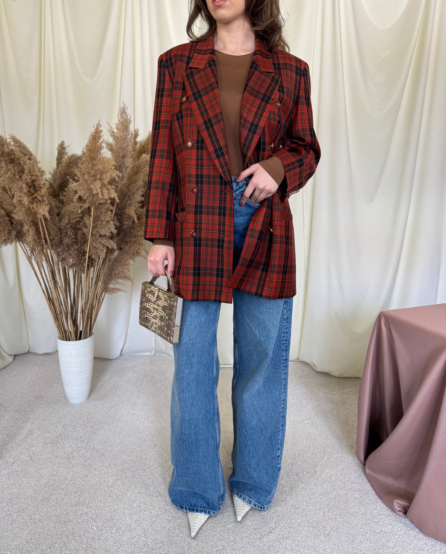 Sacou din stofă cu print 75% lână virgină ( M)