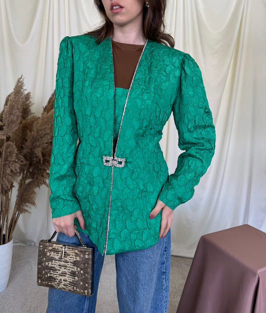 Back. Sacou vintage HANDMADE cu talie cambrata și accesoriu elegant  
(Mărimea M)