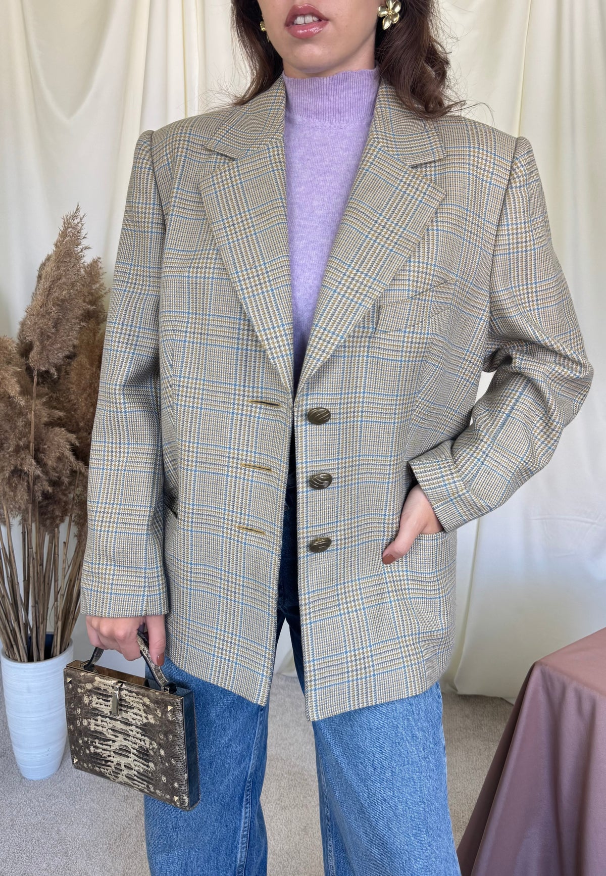 Sacou vintage tip jachetă din stofă calitativă din 100% lână ( mărimea L/XL)