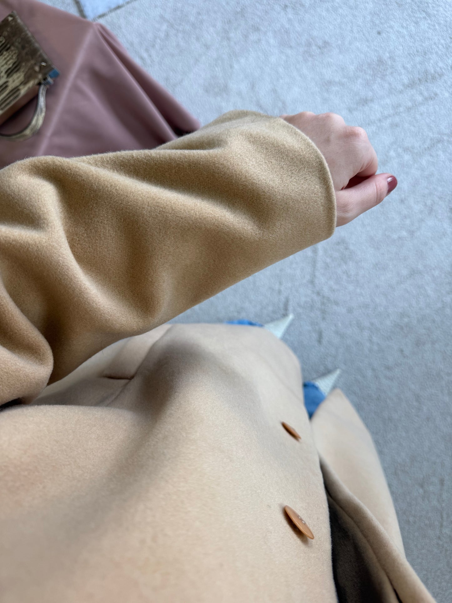 Palton vintage camel din 65% lână și angora, ( L/XL)