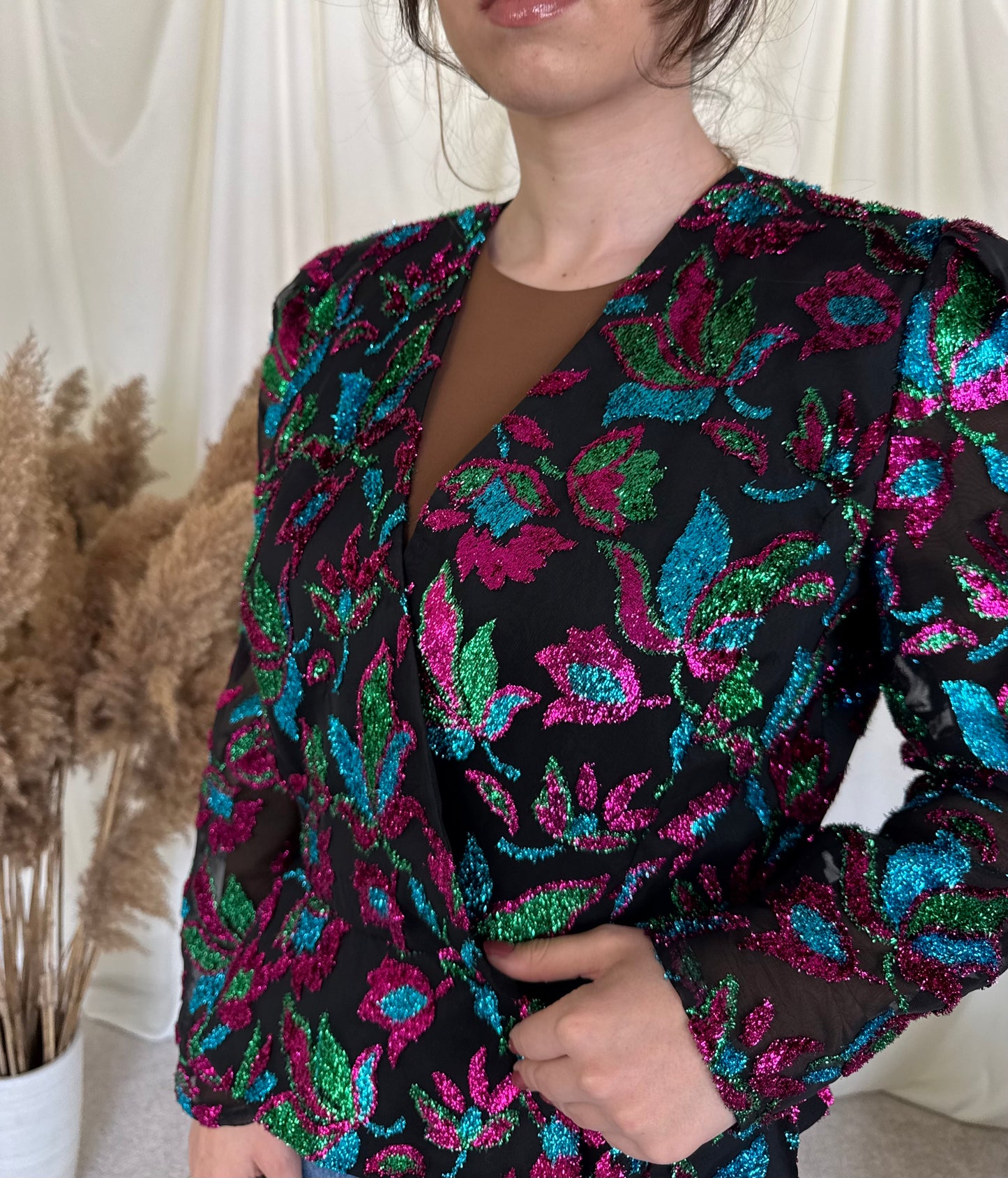 Piesa vintage superbă de ocazie cu print floral 
(Mărimea M/L)