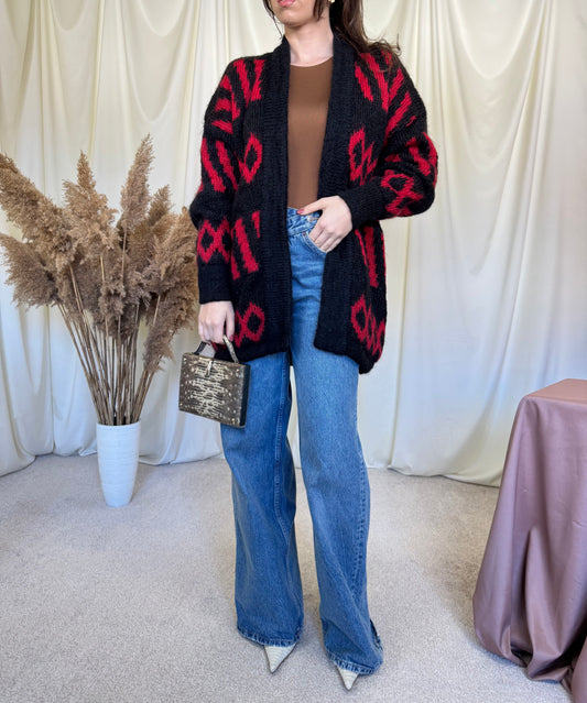 Cardigan vintage HANDMADE din lana( S-M)