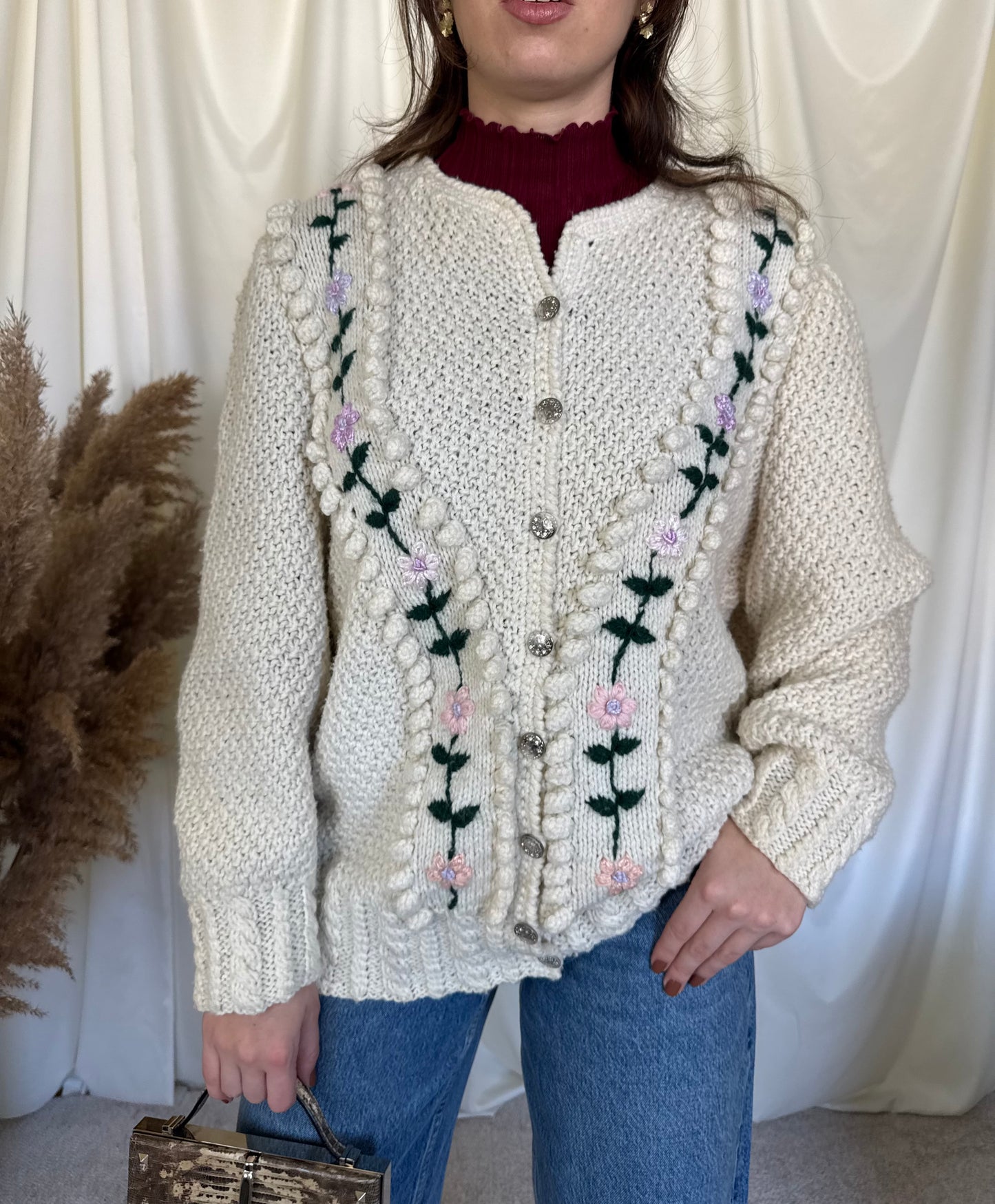 Cardigan vintage realizat manual ( L)