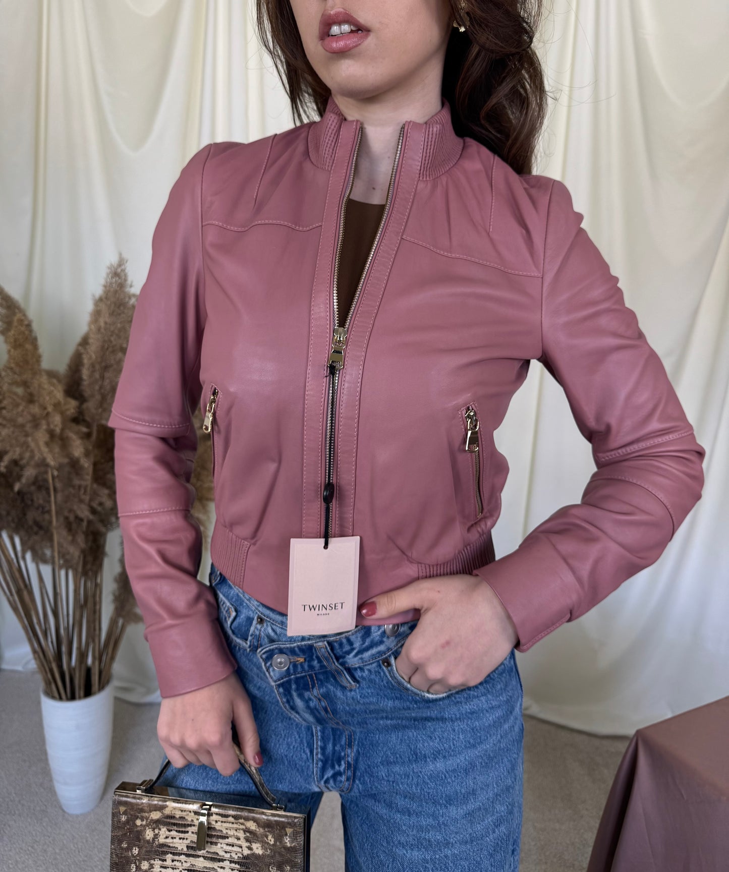 Geaca premium TWINSET din piele naturala super fină 
(Mărimea XS)