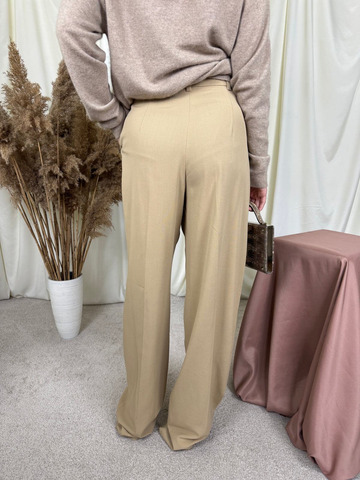 Pantalon nou luxury Max mara cu talie super înaltă din vascoza și bumbac ( mărimea S-S/M)