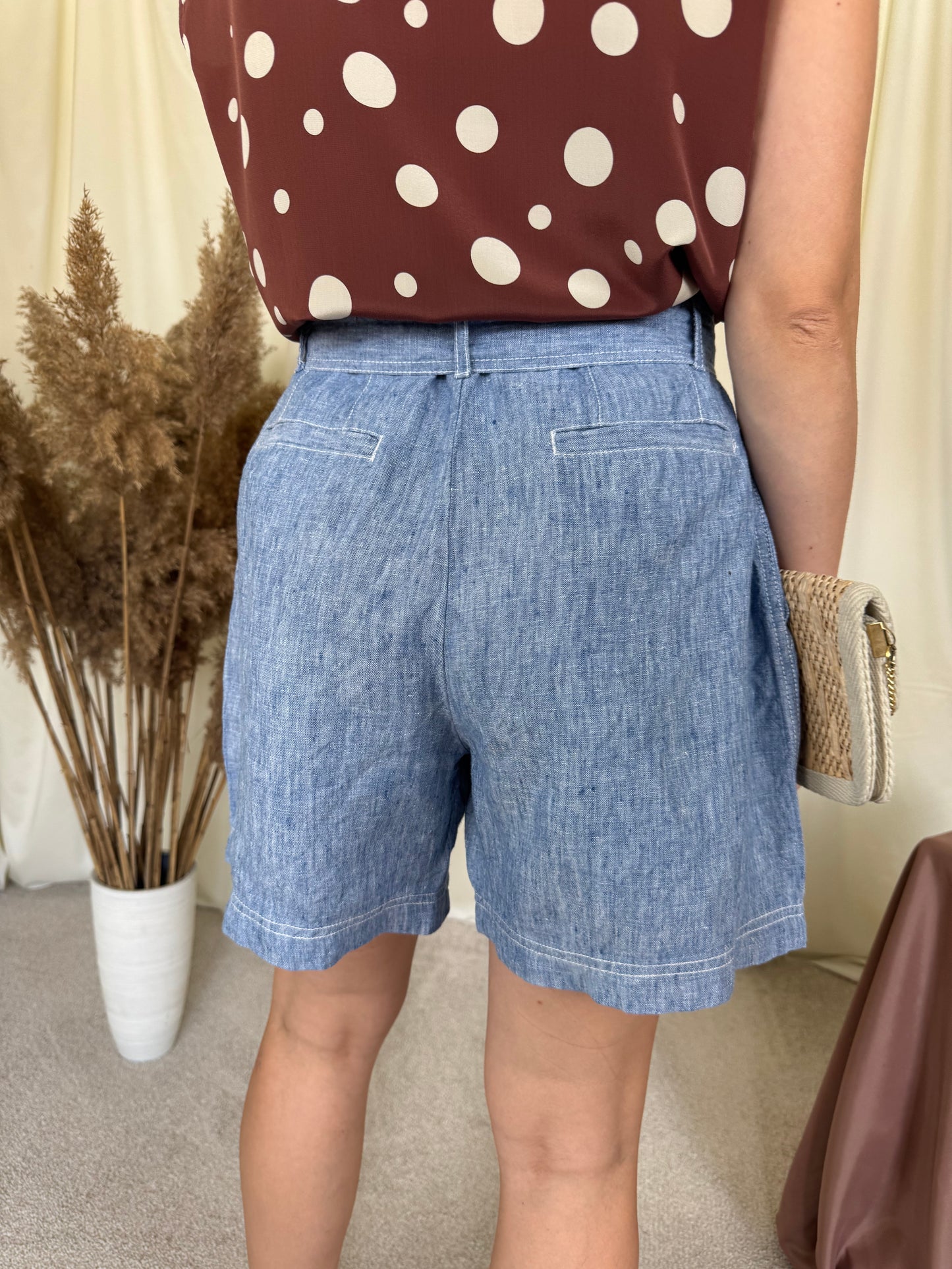 Pantaloni scurți Ralph Lauren din in cu talie ajustabilă( mărimea M)