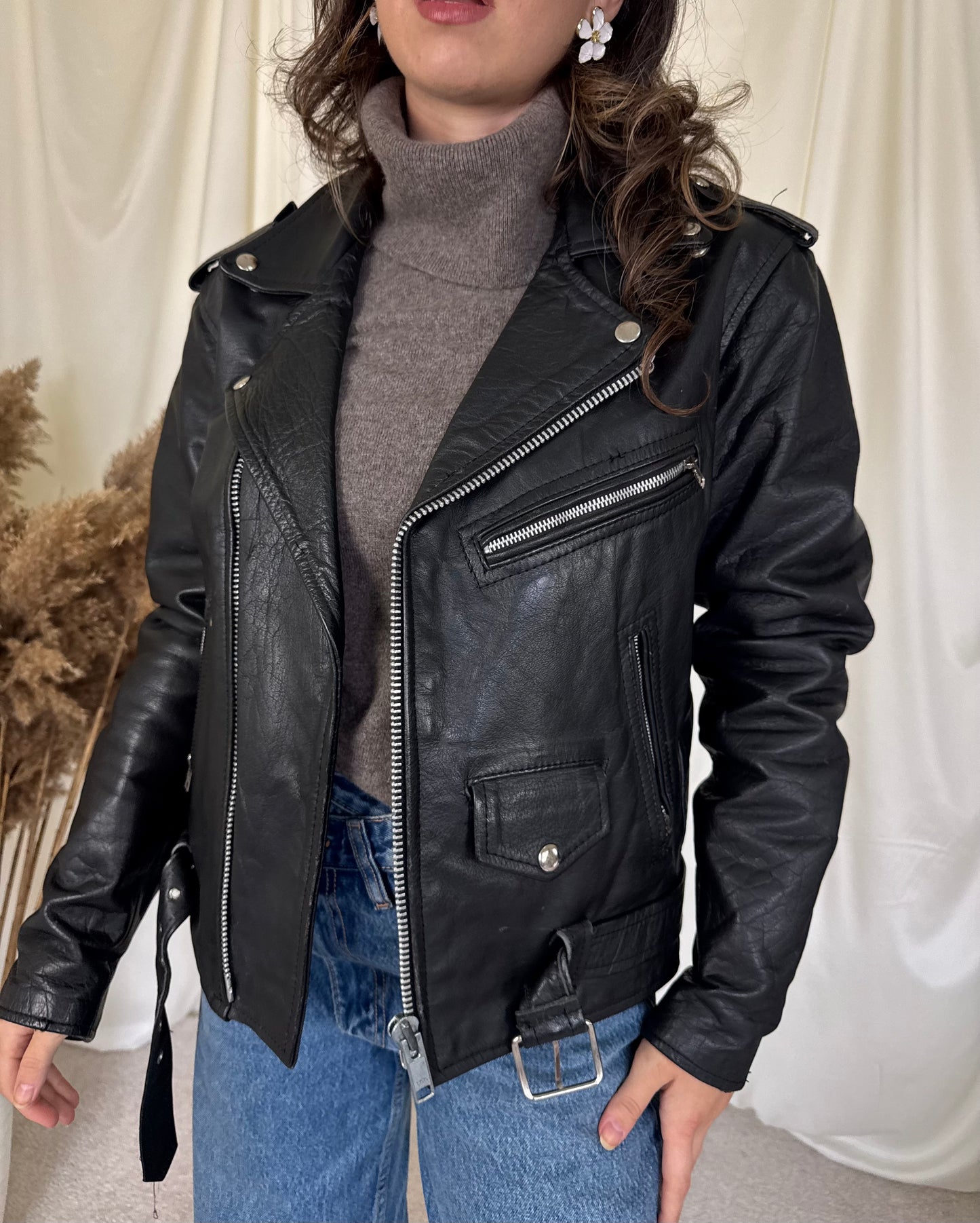 Jacheta vintage 100% piele naturală (mărimea M)