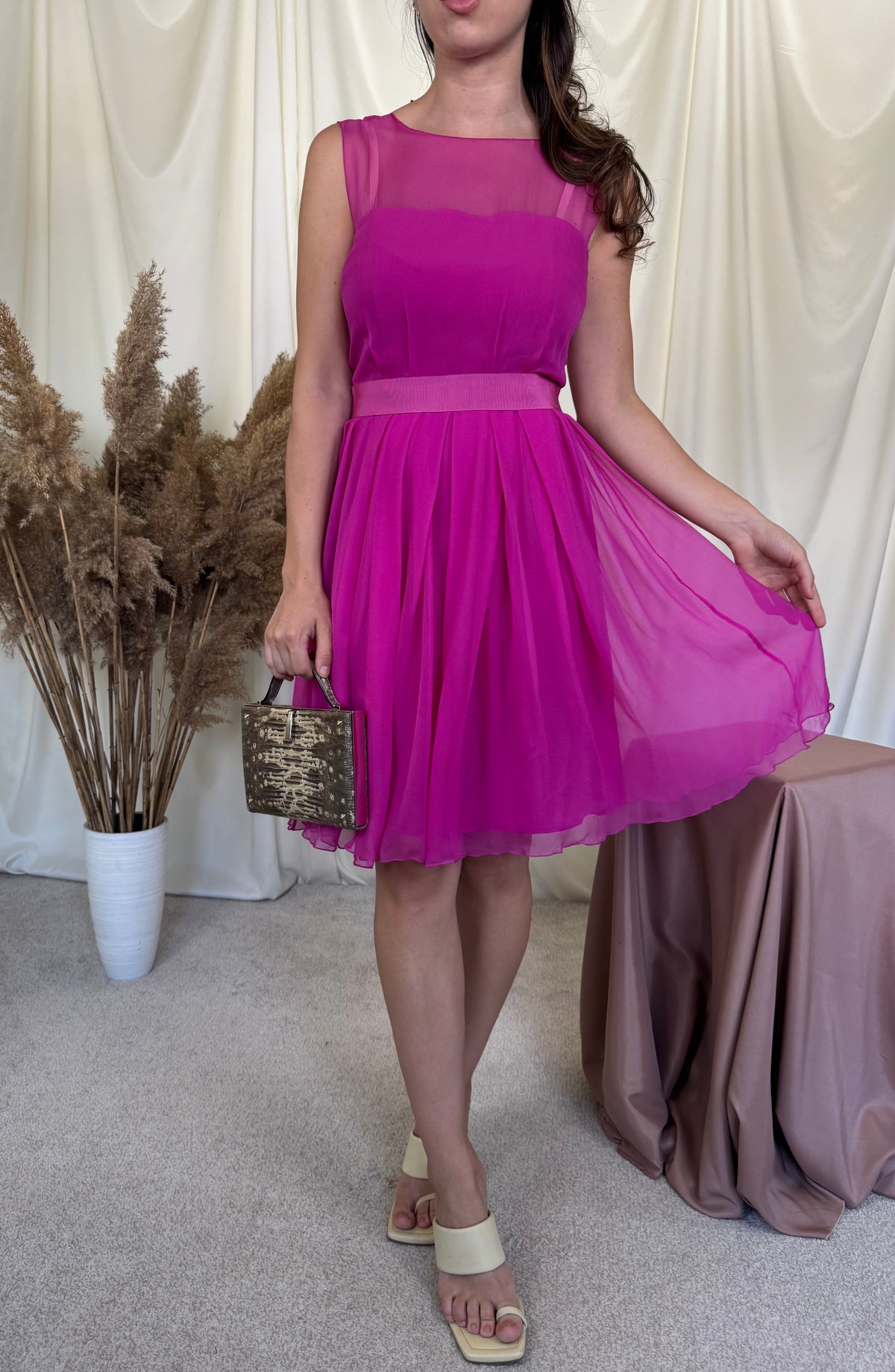 Rochie luxury MAX MARA colectia Pianoforte din 100% mătase naturală, centura pentru ajustare ( marimea XS)