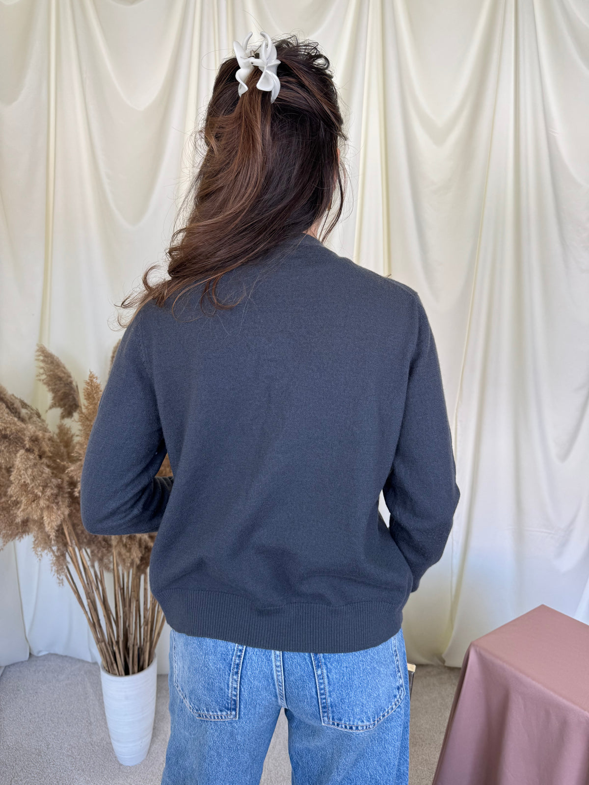Jerse cu nasturi din 100% merino gri ( mărimea M/L )
