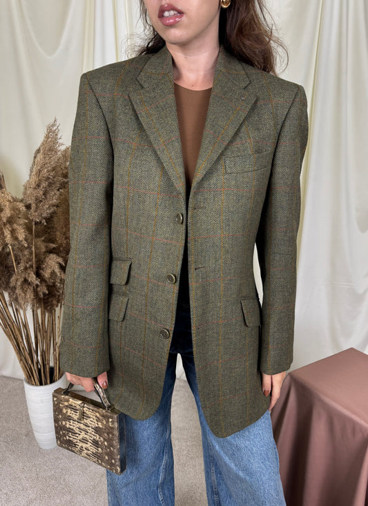 Sacou premium MAGEE în croi bărbătesc din stofă de 100% lana tweed ( mărimea M- fit oversized )