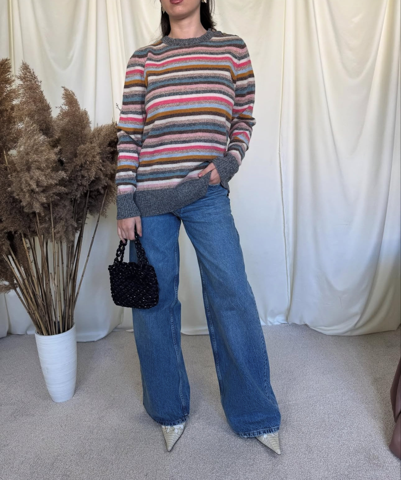 Pulover colorat din lână mărimea L