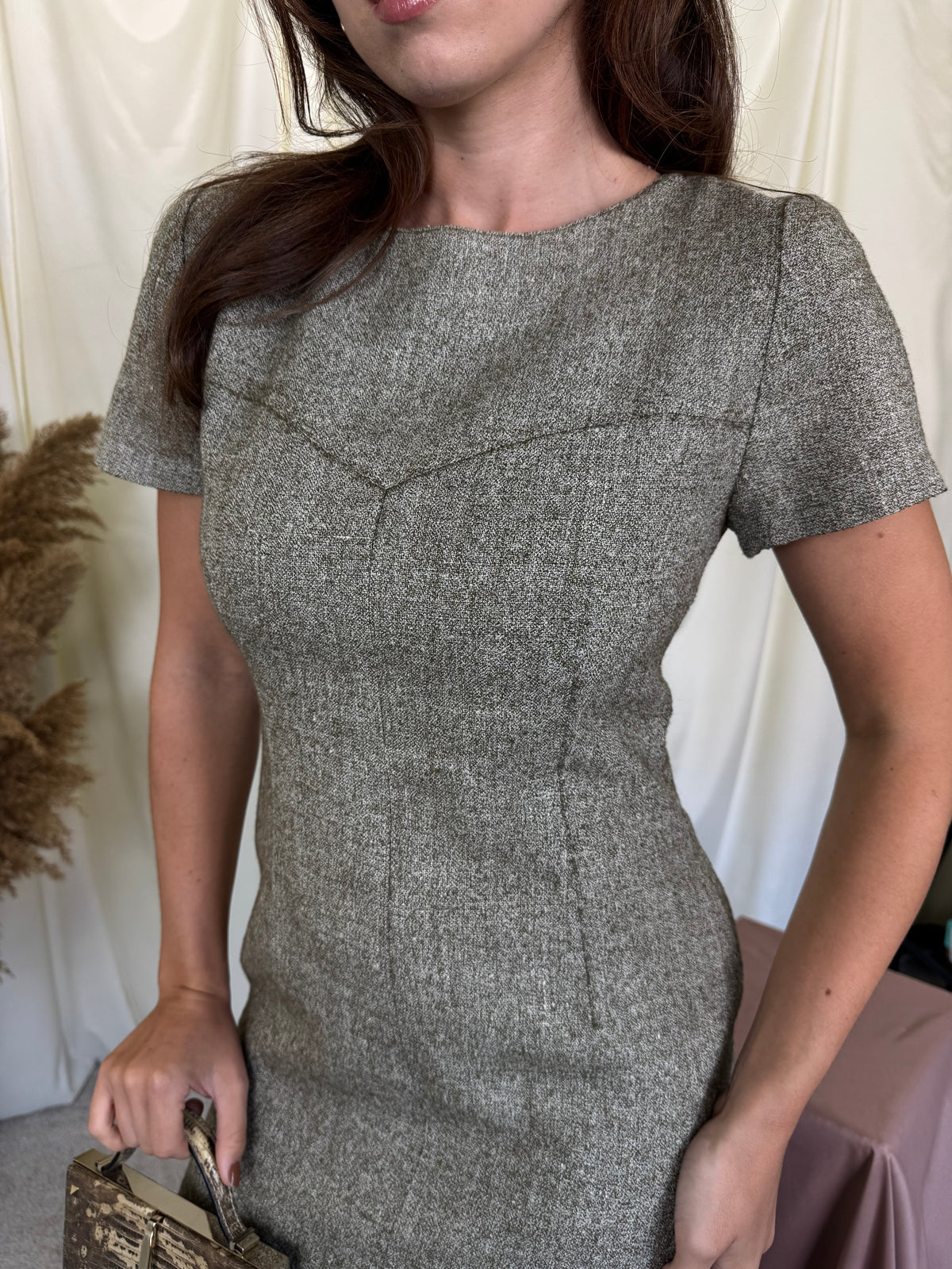 Rochie  vintage luxury VALENTINO din lana și vascoza cu talie cambrata, piesa de colecție ( mărimea S)