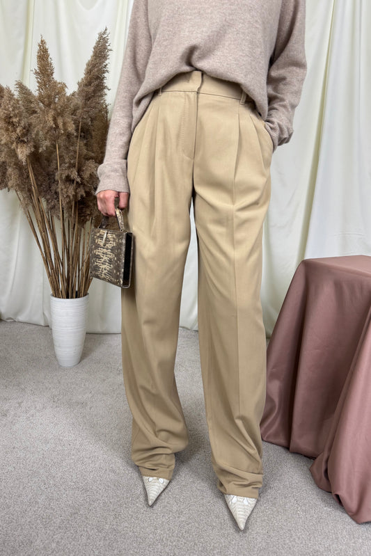 Pantalon nou luxury Max mara cu talie super înaltă din vascoza și bumbac ( mărimea S-S/M)