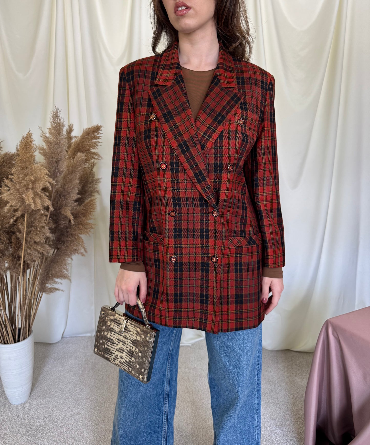 Sacou din stofă cu print 75% lână virgină ( M)