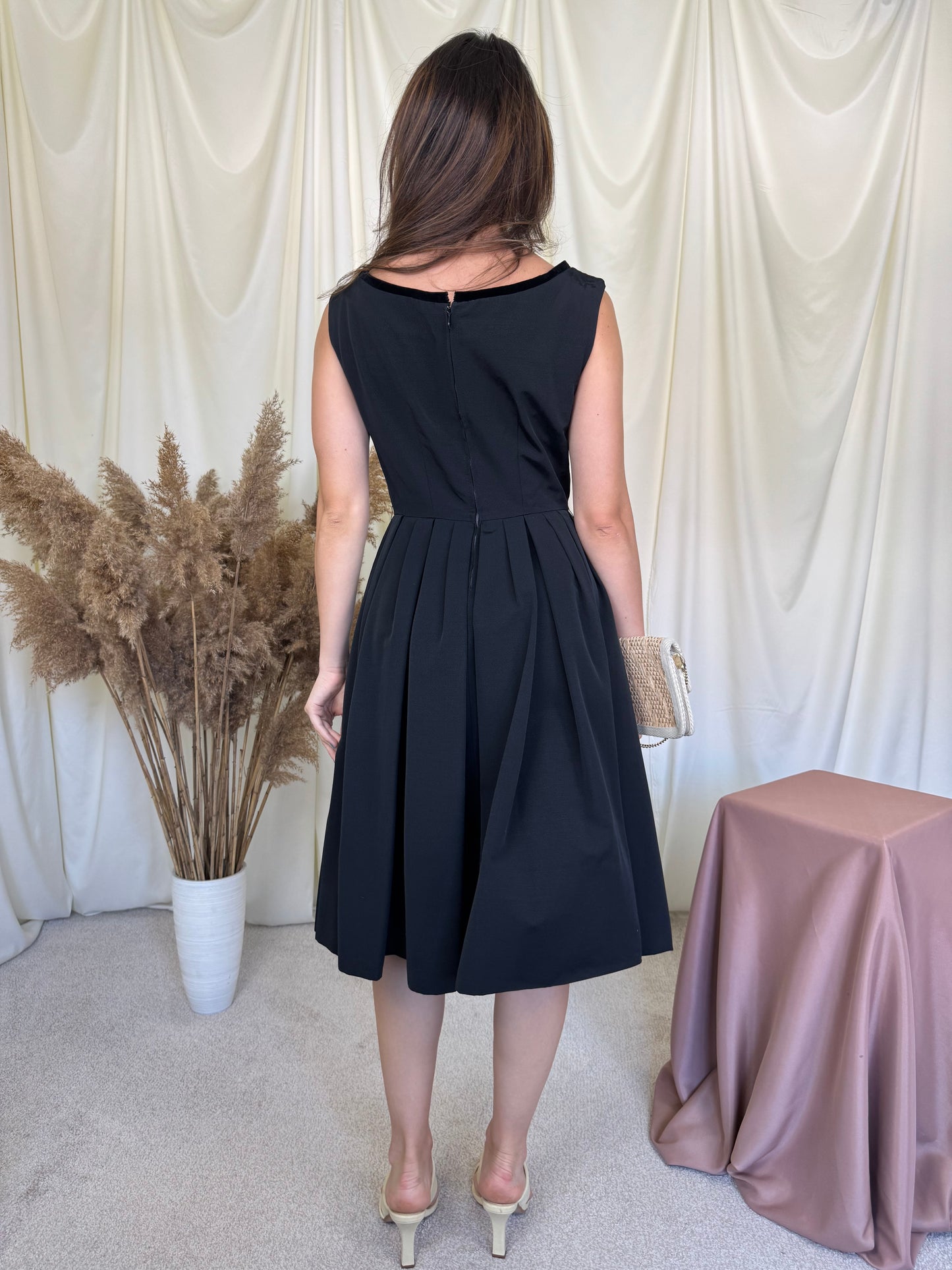 Rochie vintage spectaculoasă custom made, de ocazie cu detalii din catifea de bumbac, produs unicat ( mărimea S)