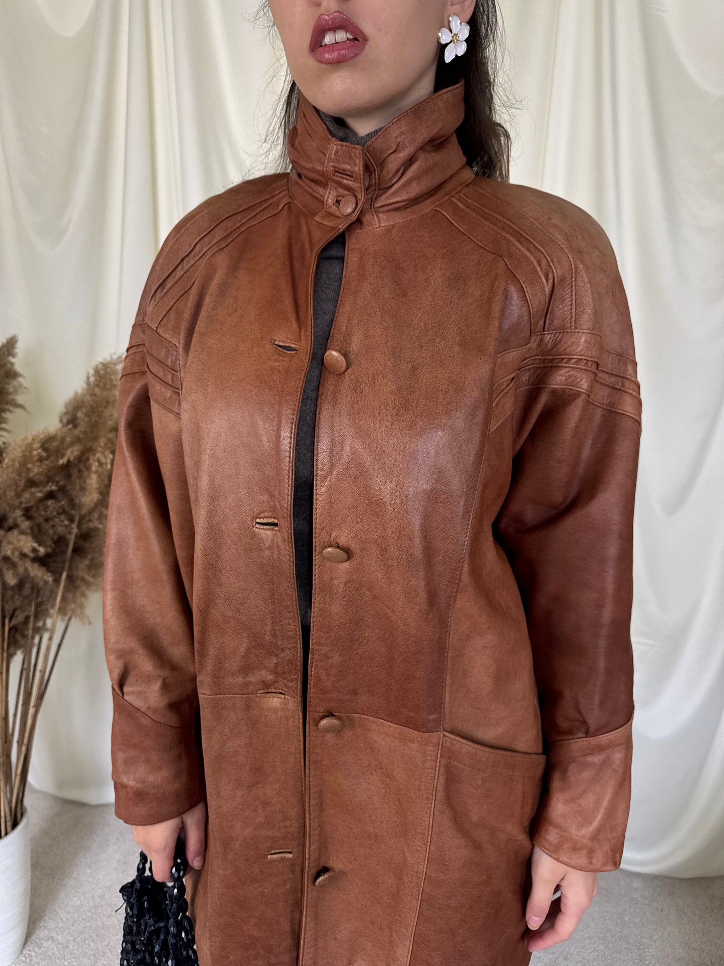 Jacheta vintage piele naturală extra fină (mărime S-M)