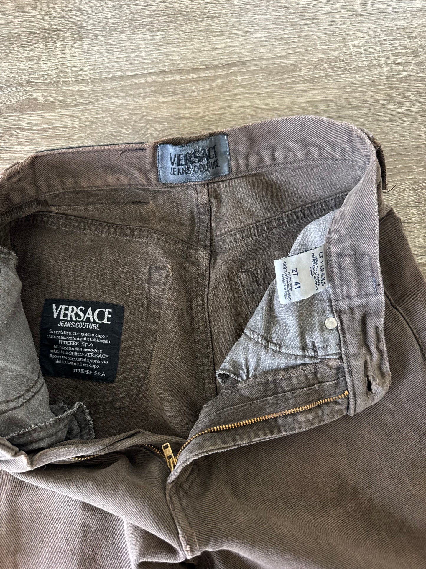 Blug vintage VERSACE cu talie înaltă, denim din bumbac ( XS/S)