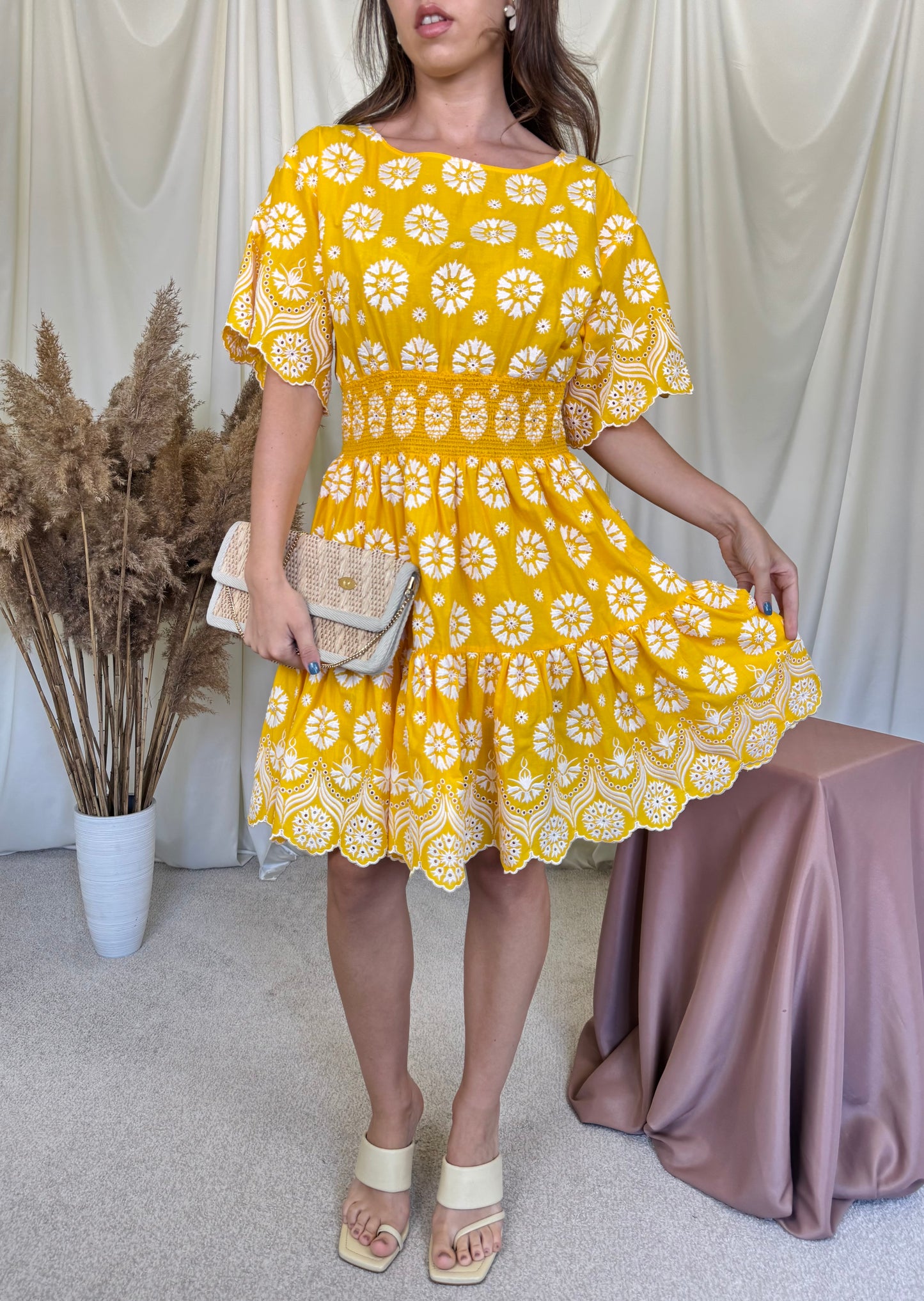 Rochie premium Tory Burch din bumbac cu talie elastică ( mărimea M)