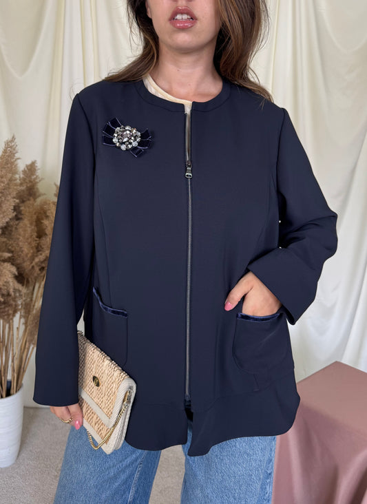 Jacheta GERRY WEBER cu fermoar și broșă superbă ( mărimea L/XL)