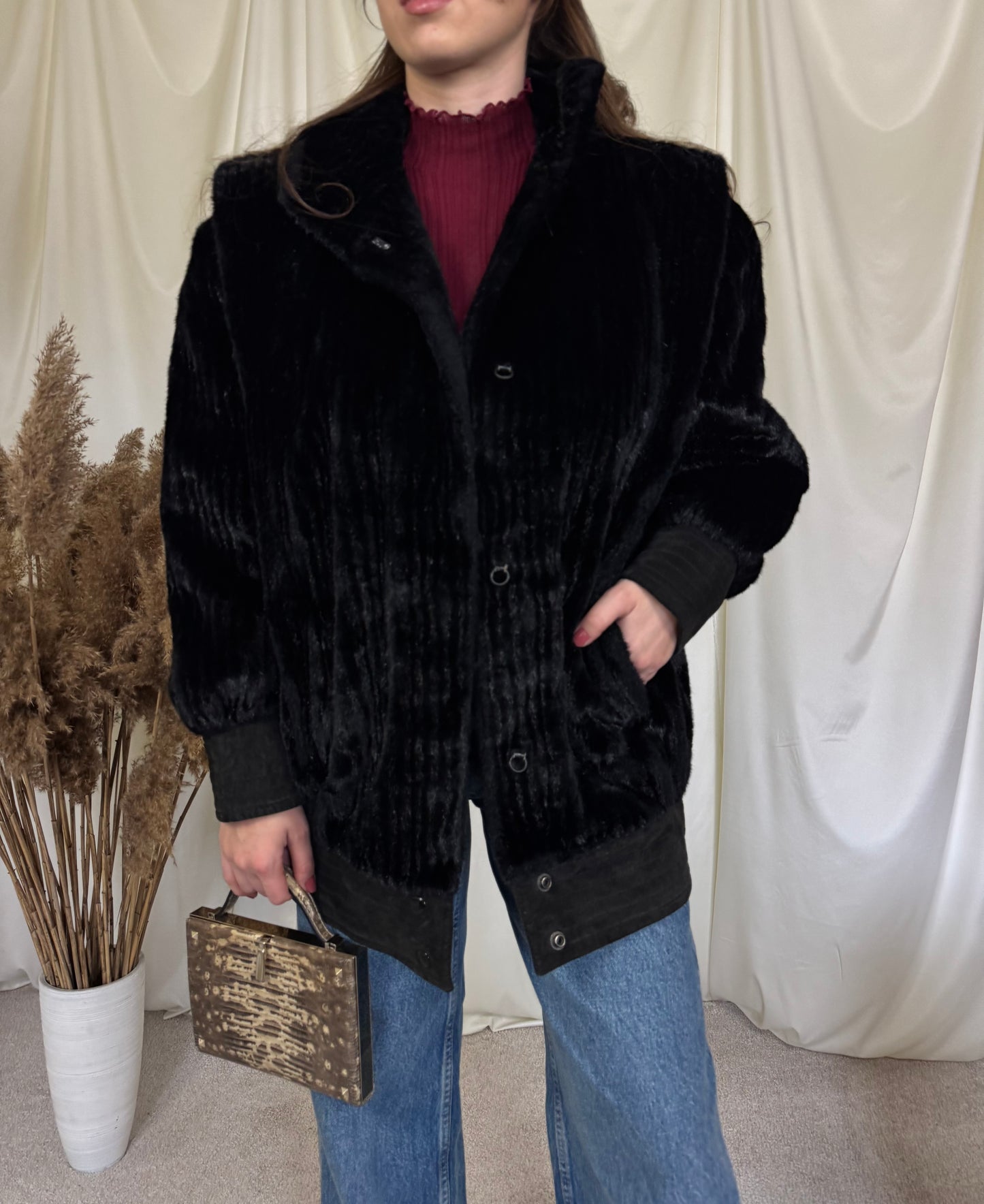 Palton vintage din blană eco, (mărimea M/L)