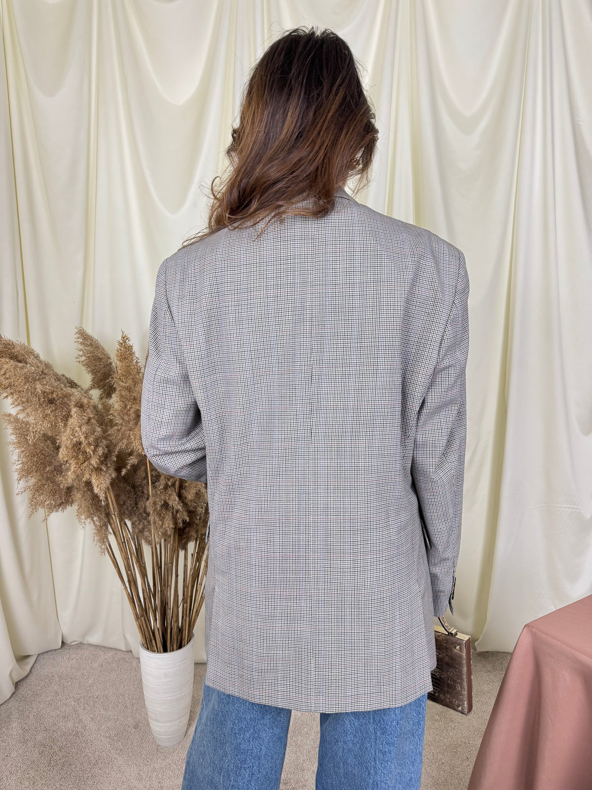 Sacou luxury BURBERRY din stofă 100% lână premium cu print în carouri, croi bărbătesc ( mărimea L )