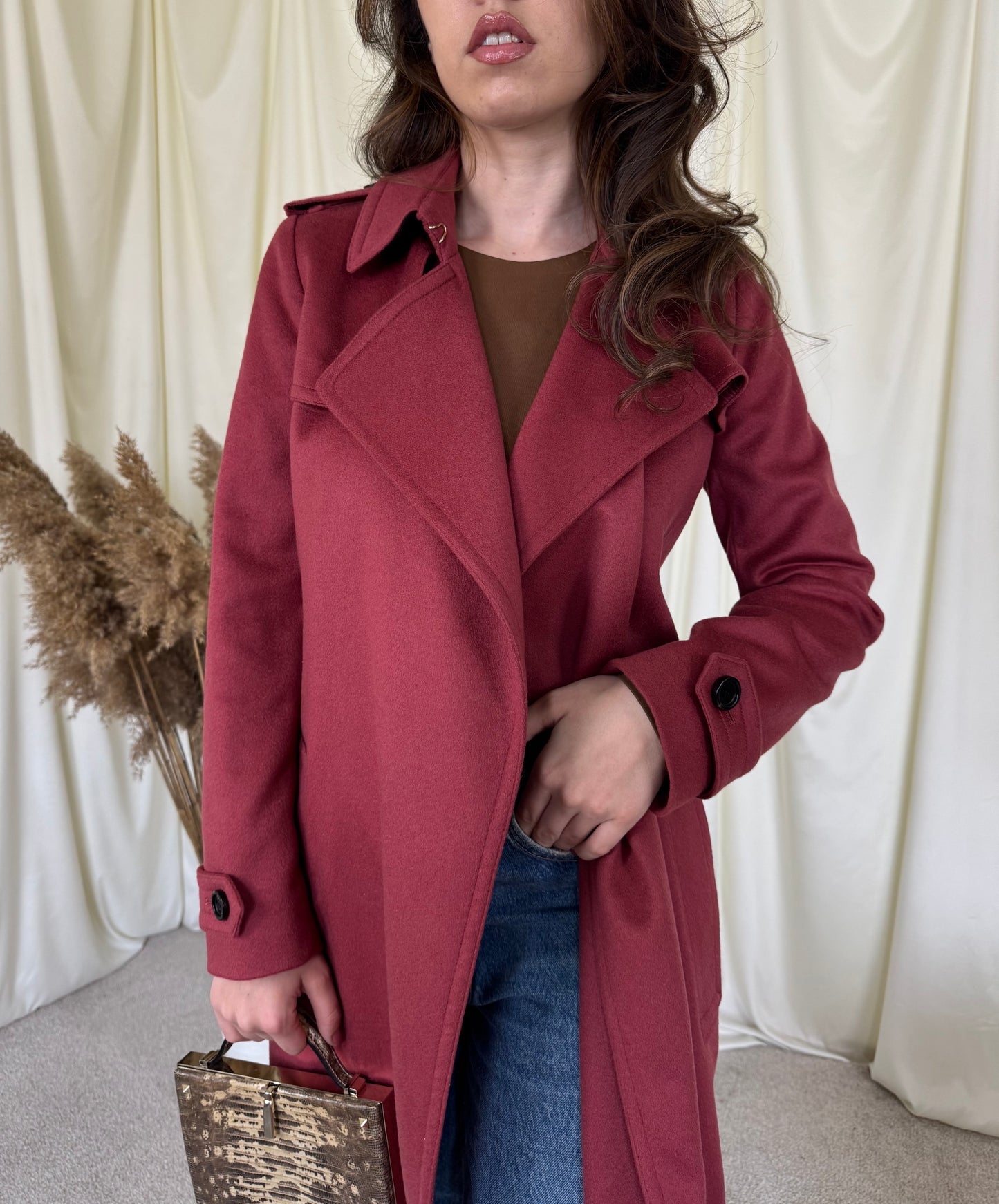 Trench BURBERRY din 100% cașmir cu cordon în talie( mărimea XS)