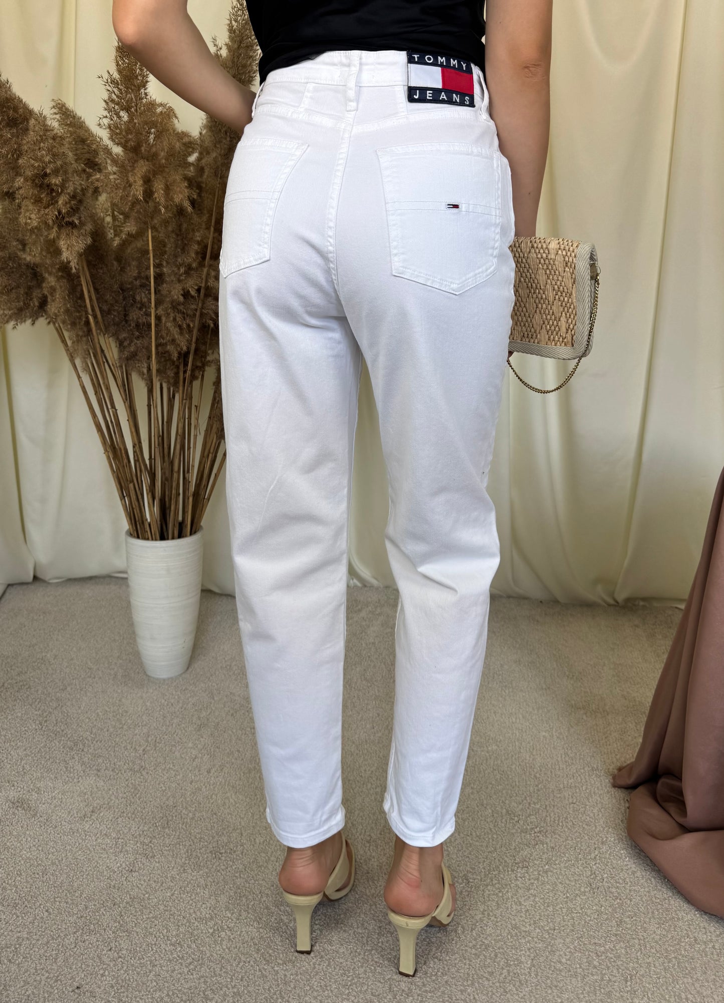 Blugi Tommy Hilfiger mom jeans cu talie înaltă, denim elastic ( mărimea S, S-M)
