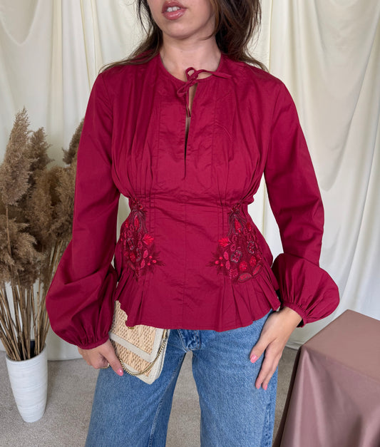 Cămașă premium Max mara SPORTMAX din 100% bumbac cu broderie superbă și talie cambrata ( mărimea S/M)
