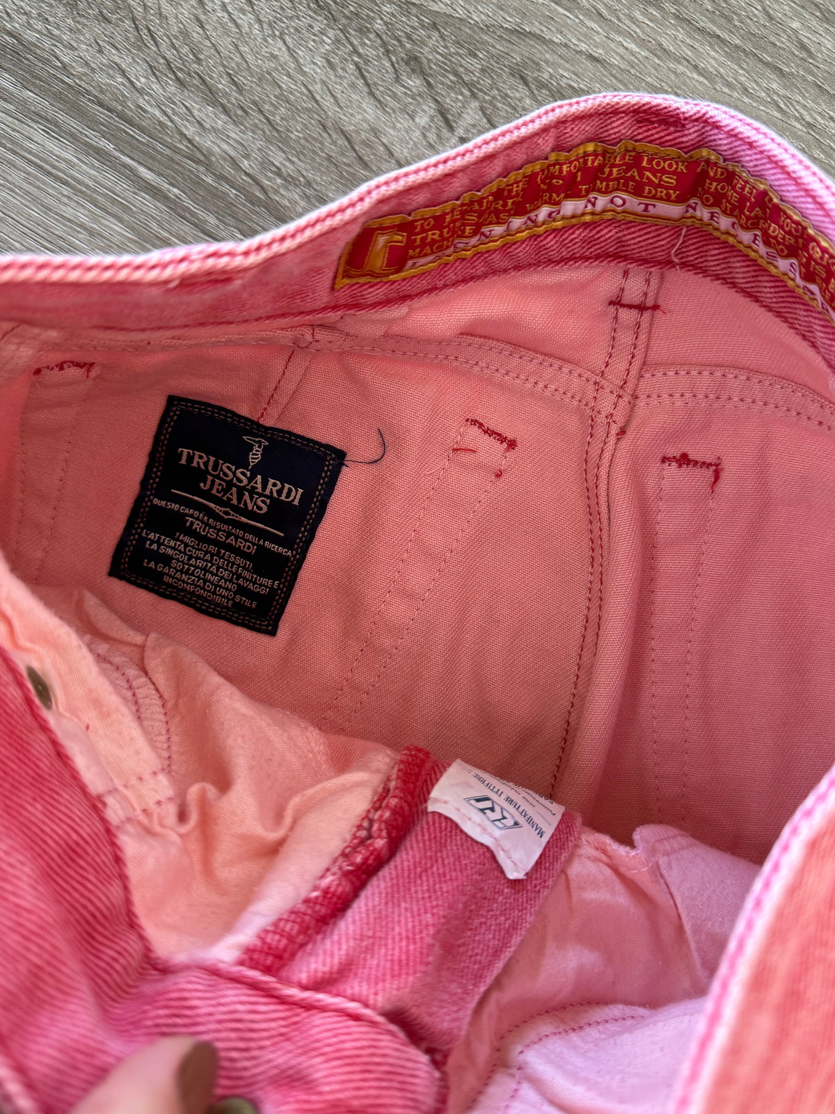 Blug vintage premium TRUSSARDI din 100% bumbac cu talie super înaltă și inscripție brodată ( mărimea xs/s)